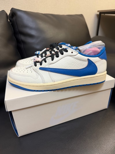 Travis Scott × fragment design × Nike Air Jordan 1 Low OG "Sail/Military Blue"