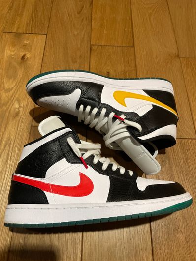 Nike Women's Air Jordan 1 Mid "White/Red/Yellow"