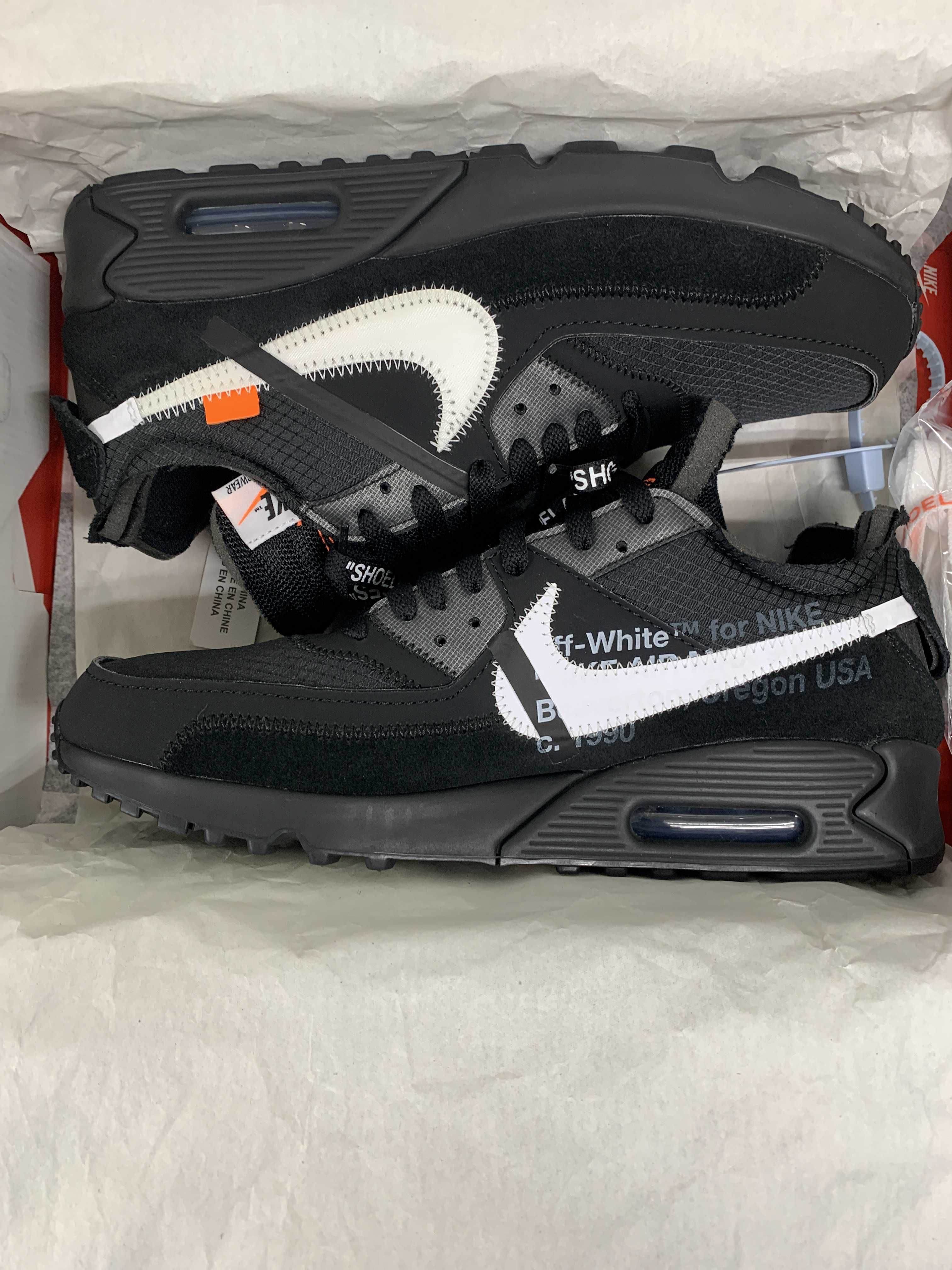 Off-White × Nike Air Max 90 "Black/Black-Cone-White"