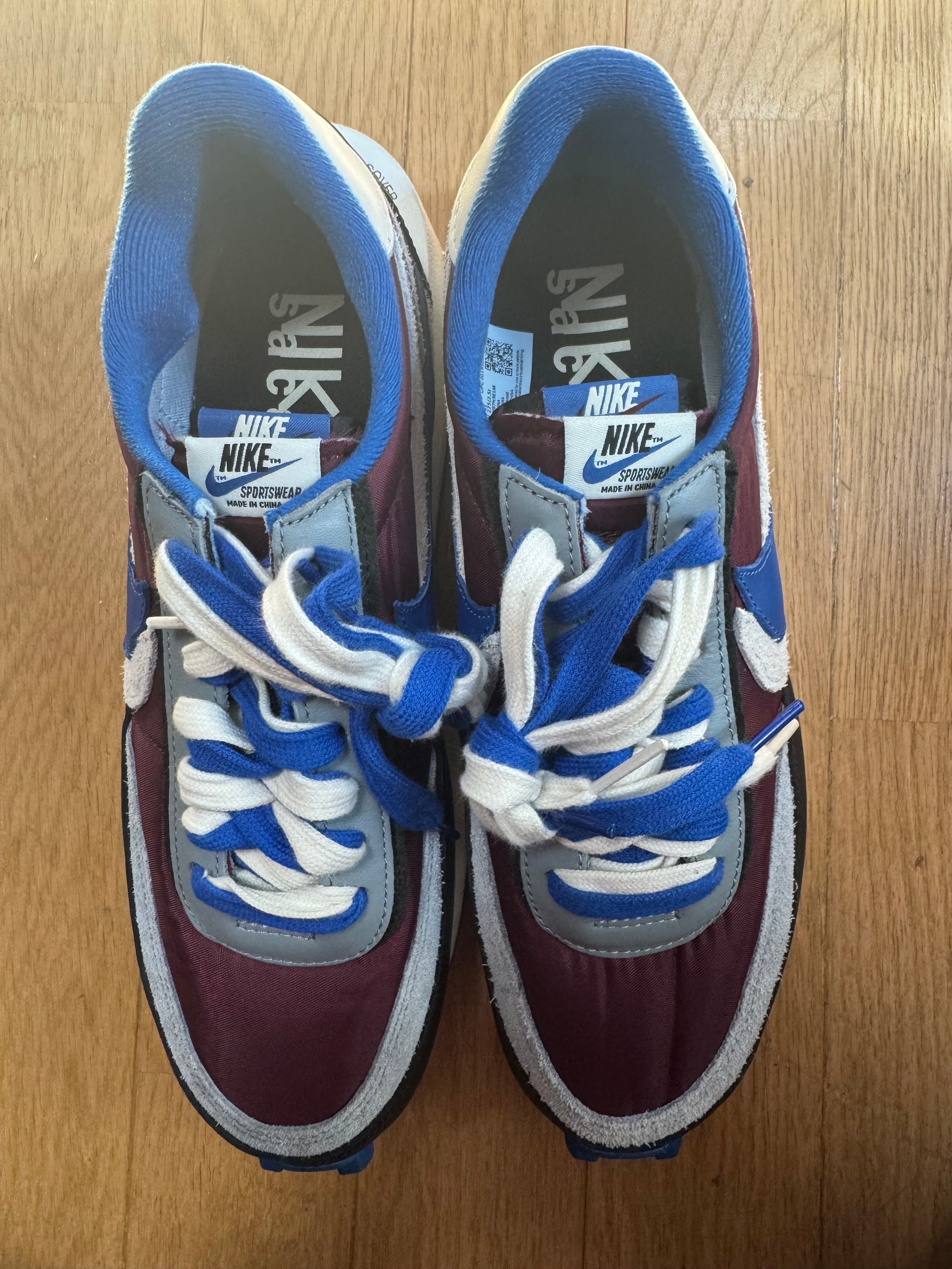 UNDERCOVER × sacai × Nike LD Waffle "Night Maroon/Pale Ivory-Ground Grey-Team Royal"