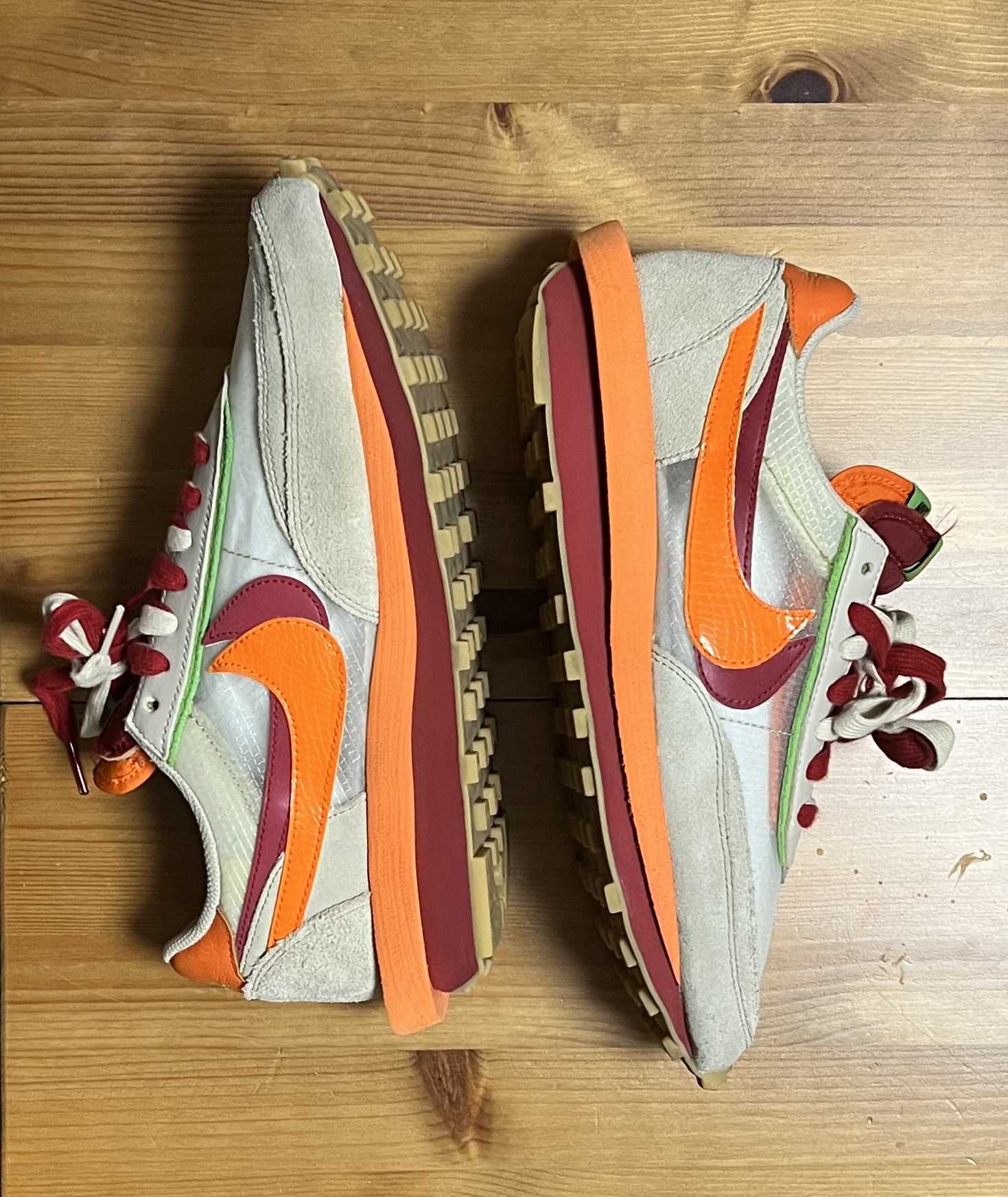 CLOT × Sacai × Nike LD Waffle "Orange Blaze"