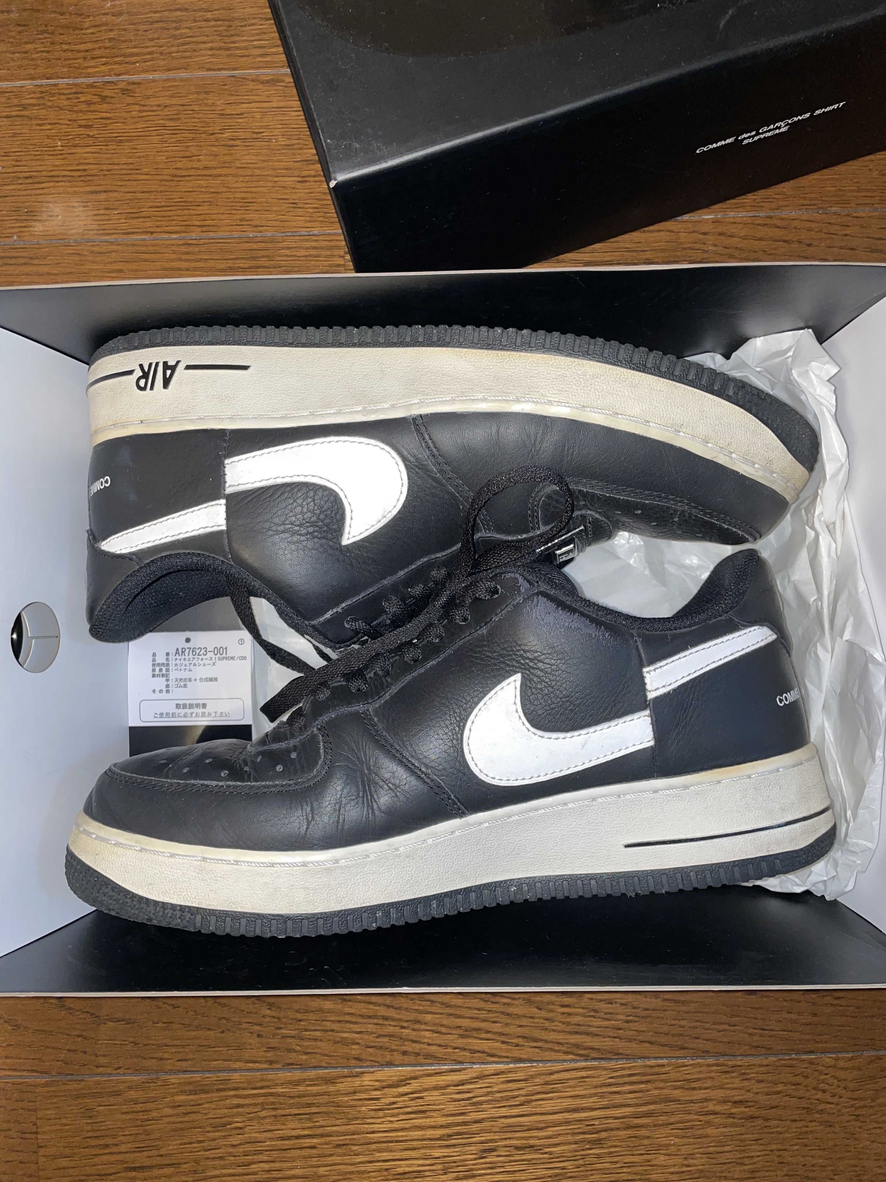Supreme × COMME des GARCONS SHIRT × Nike Air Force 1 Low "Black/White" (2018)