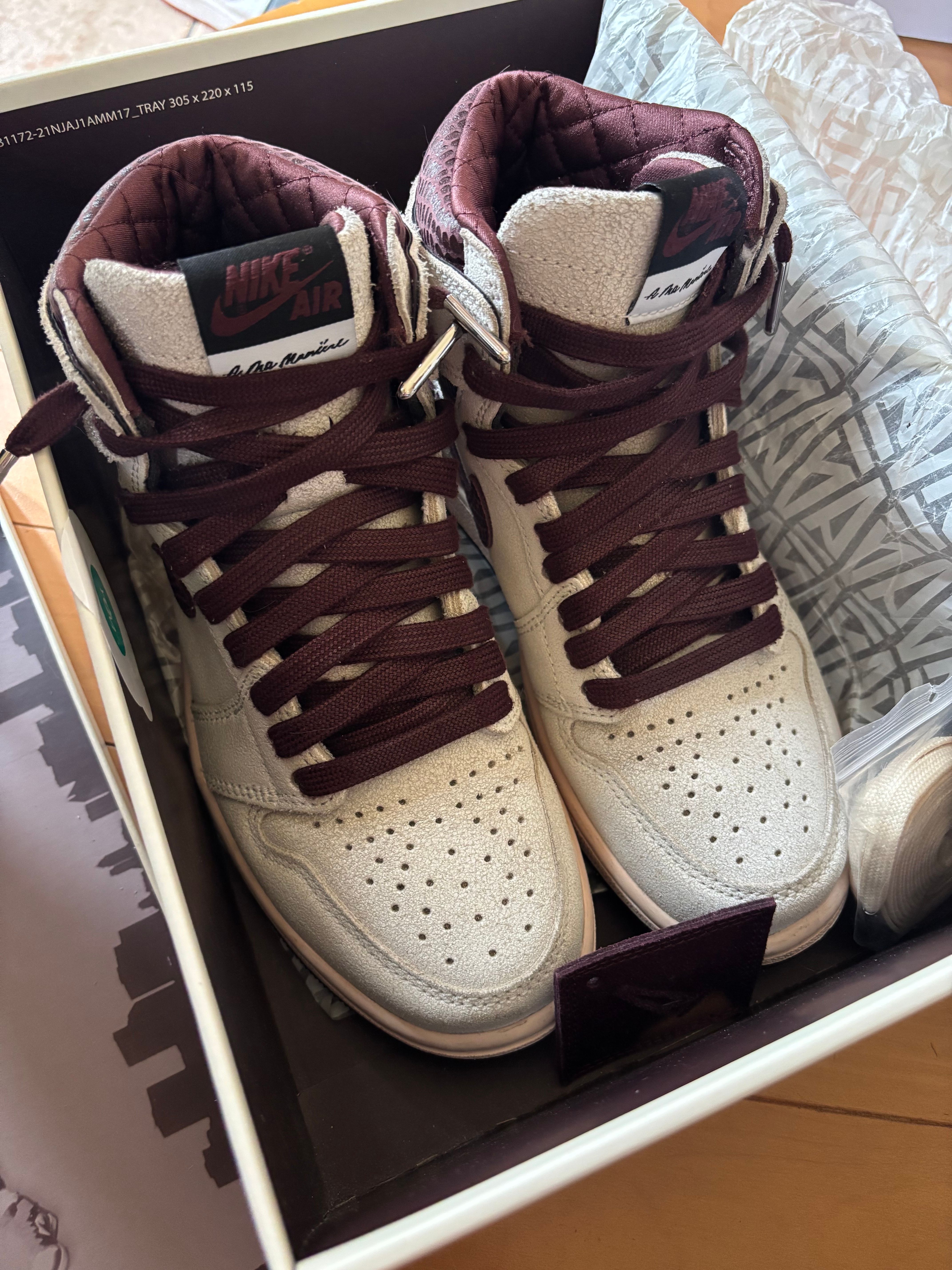 A Ma Maniere × Nike Air Jordan 1 Retro High OG "Sail and Burgundy"