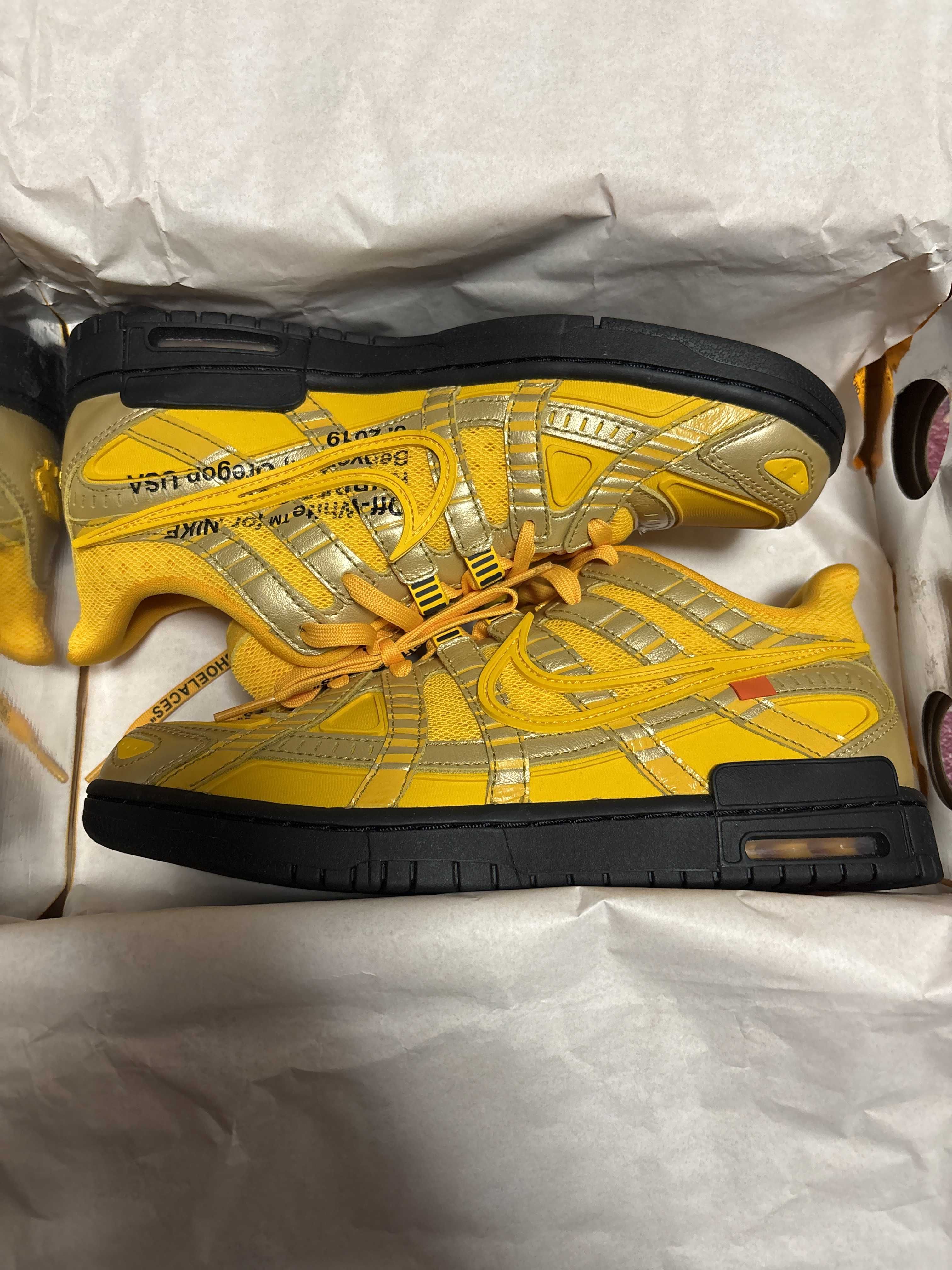 Off-White × Nike Air Rubber Dunk "University Gold"