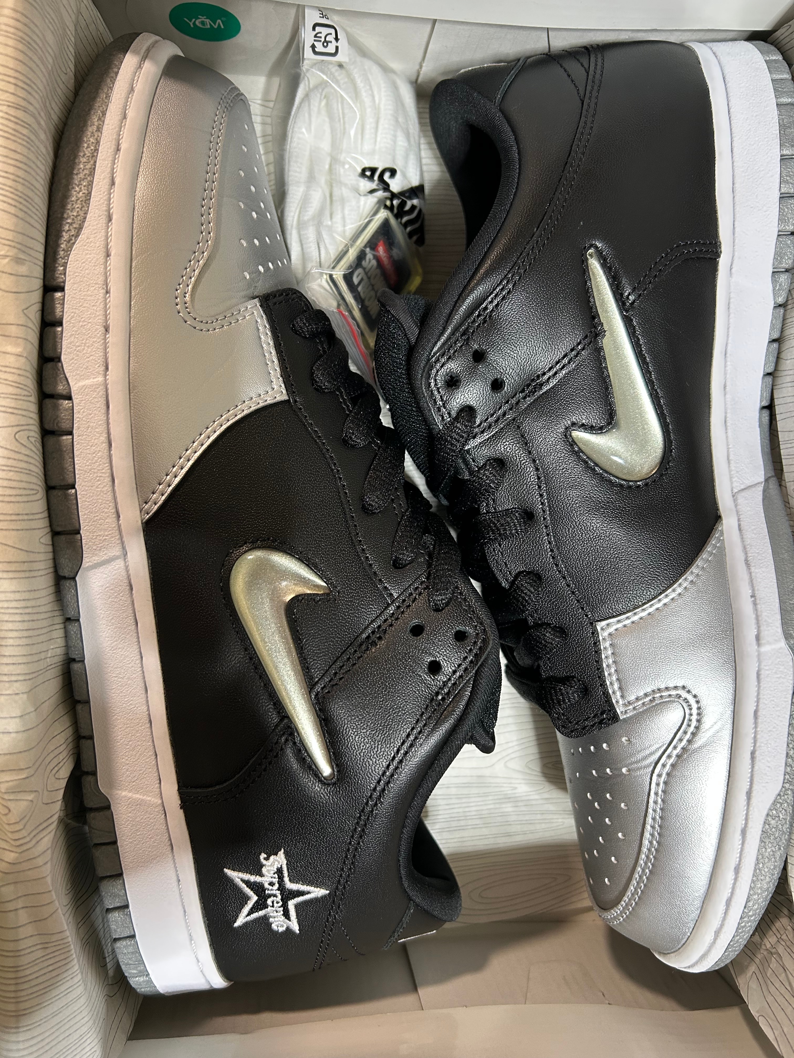 Supreme × Nike Dunk Low "Metallic Silver/Black"