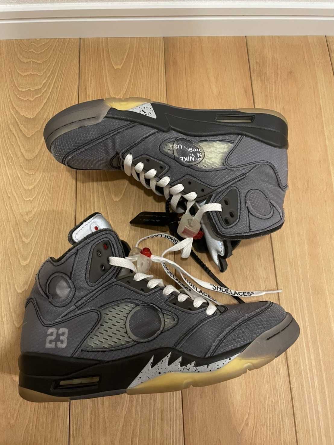 Off-White × Nike Air Jordan 5 "Black/Muslin/Fire Red"