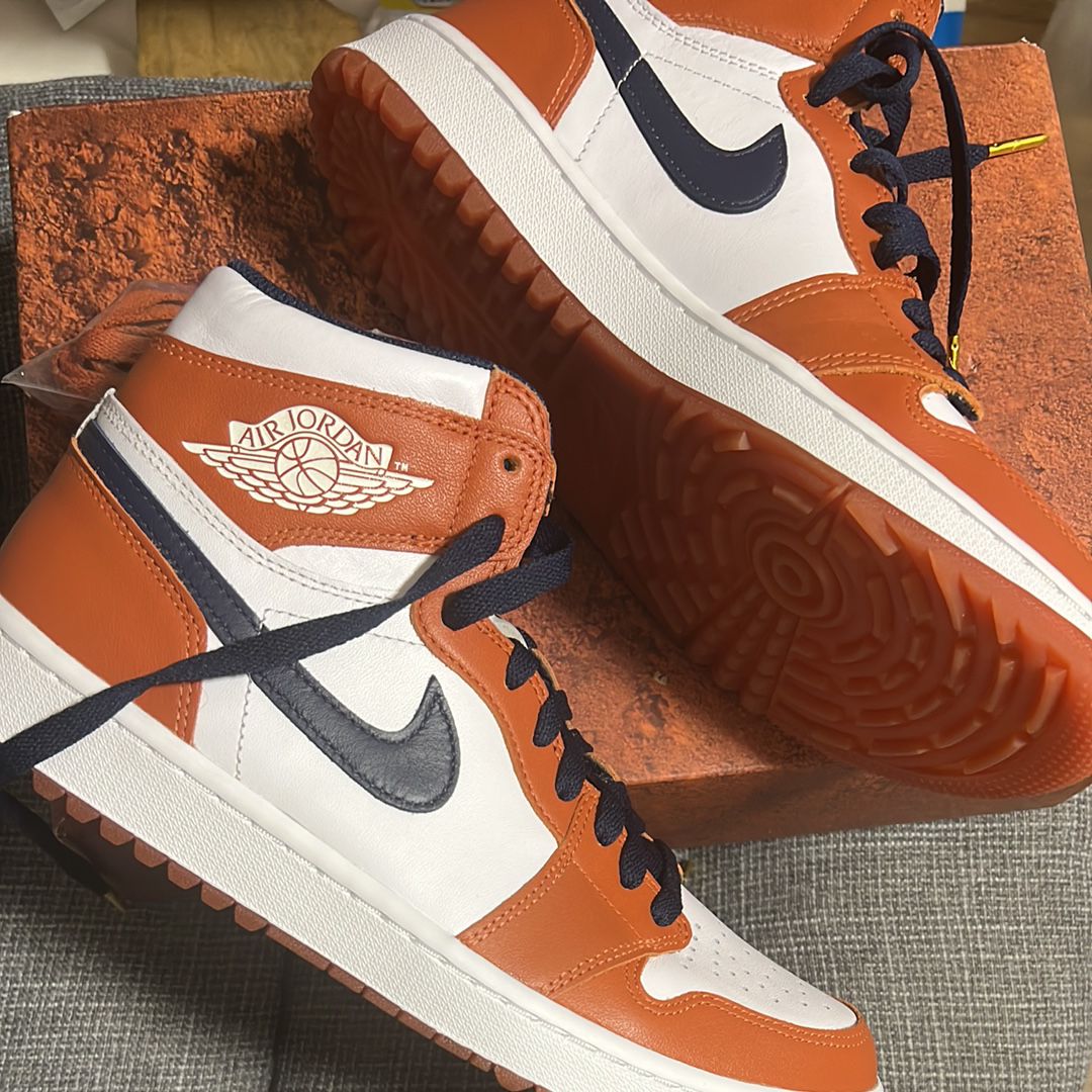 Eastside Golf × Nike Air Jordan 1 High Golf "Burnt Sunrise/Midnight Navy"