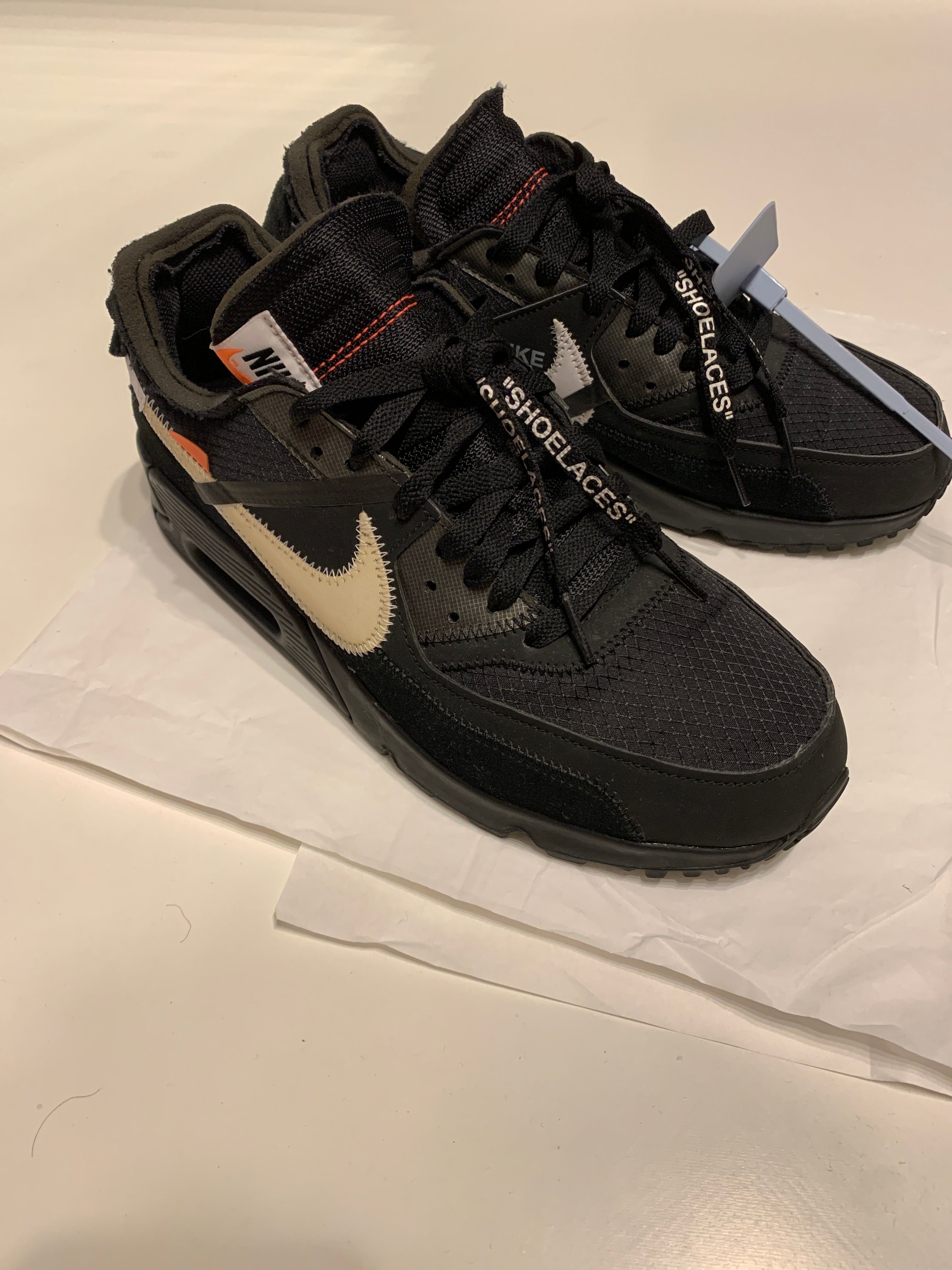 Off-White × Nike Air Max 90 "Black/Black-Cone-White"