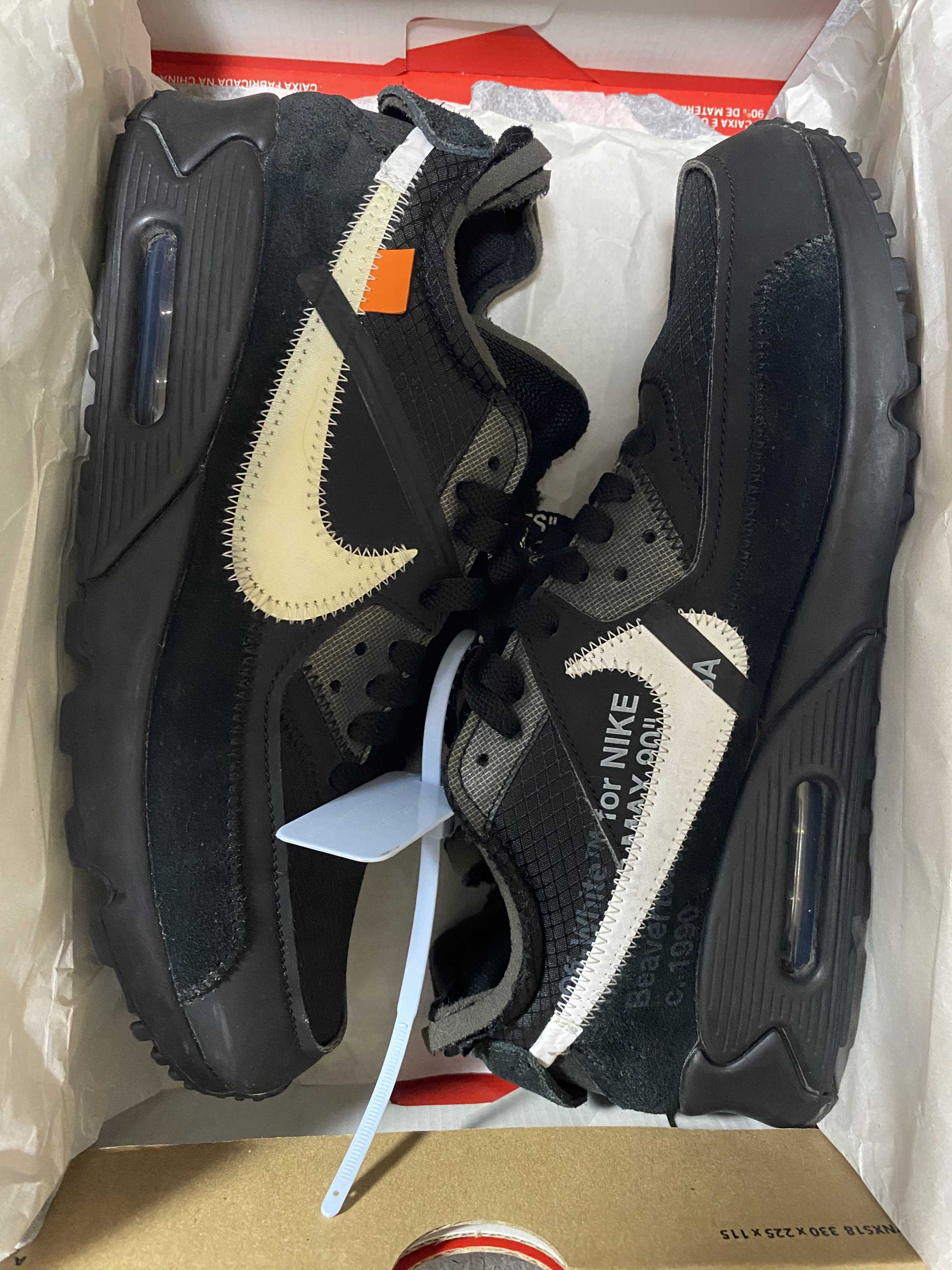 Off-White × Nike Air Max 90 "Black/Black-Cone-White"