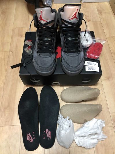 Off-White × Nike Air Jordan 5 "Black/Muslin/Fire Red"