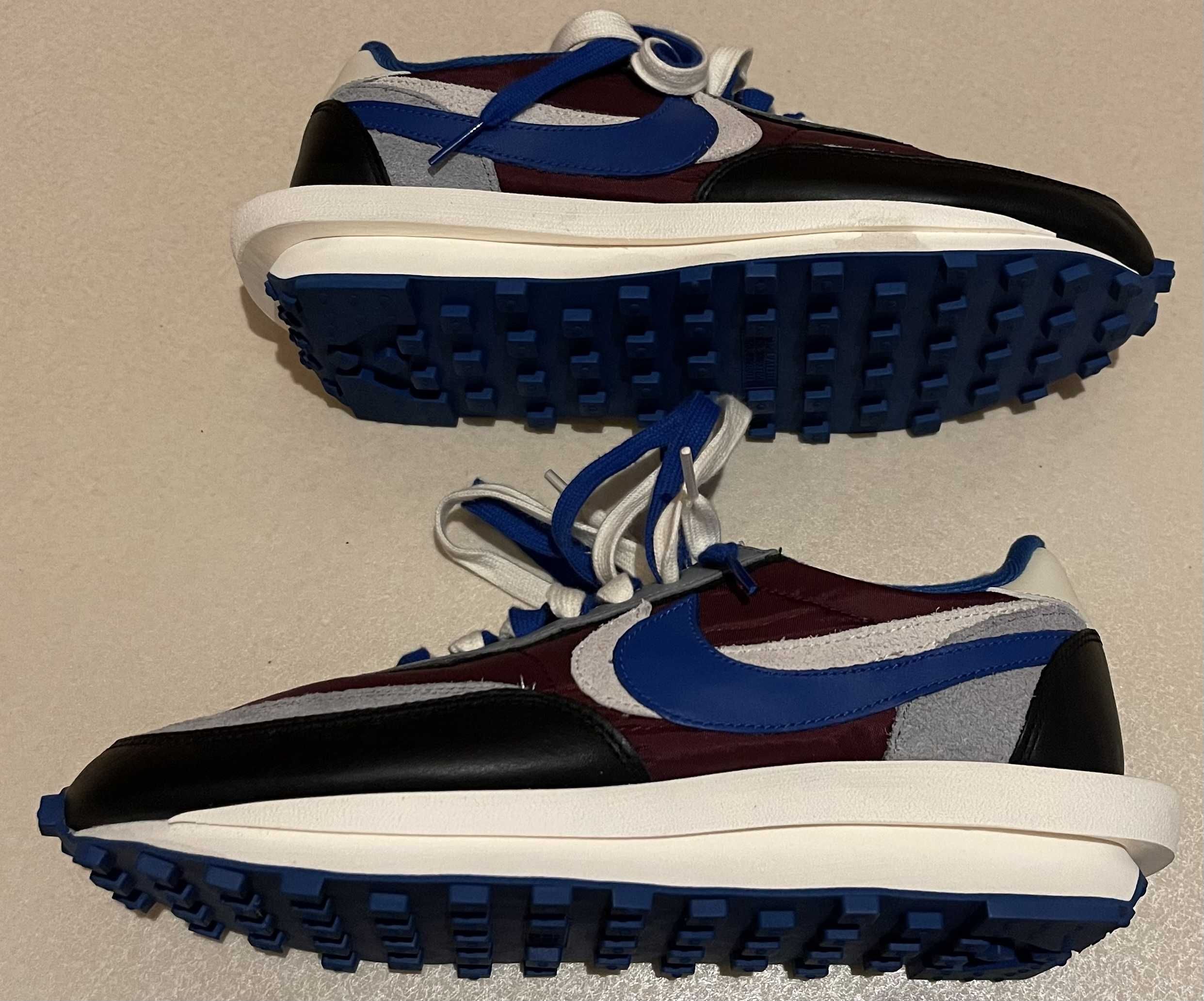 UNDERCOVER × sacai × Nike LD Waffle "Night Maroon/Pale Ivory-Ground Grey-Team Royal"