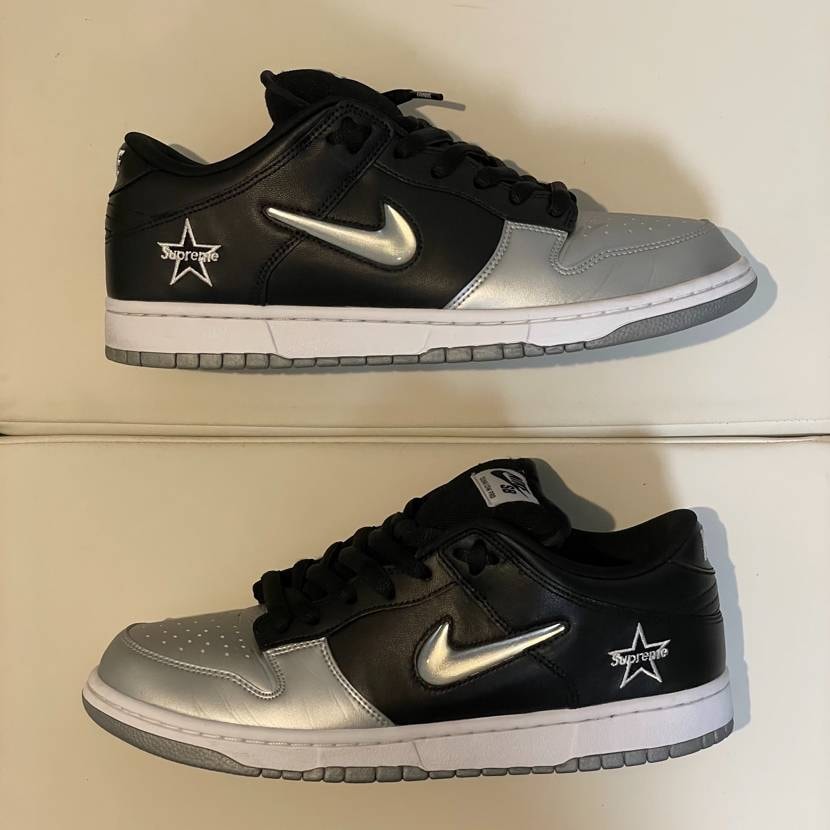 Supreme × Nike Dunk Low "Metallic Silver/Black"