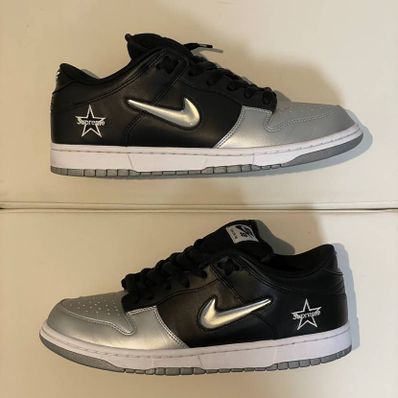 Supreme × Nike Dunk Low "Metallic Silver/Black"