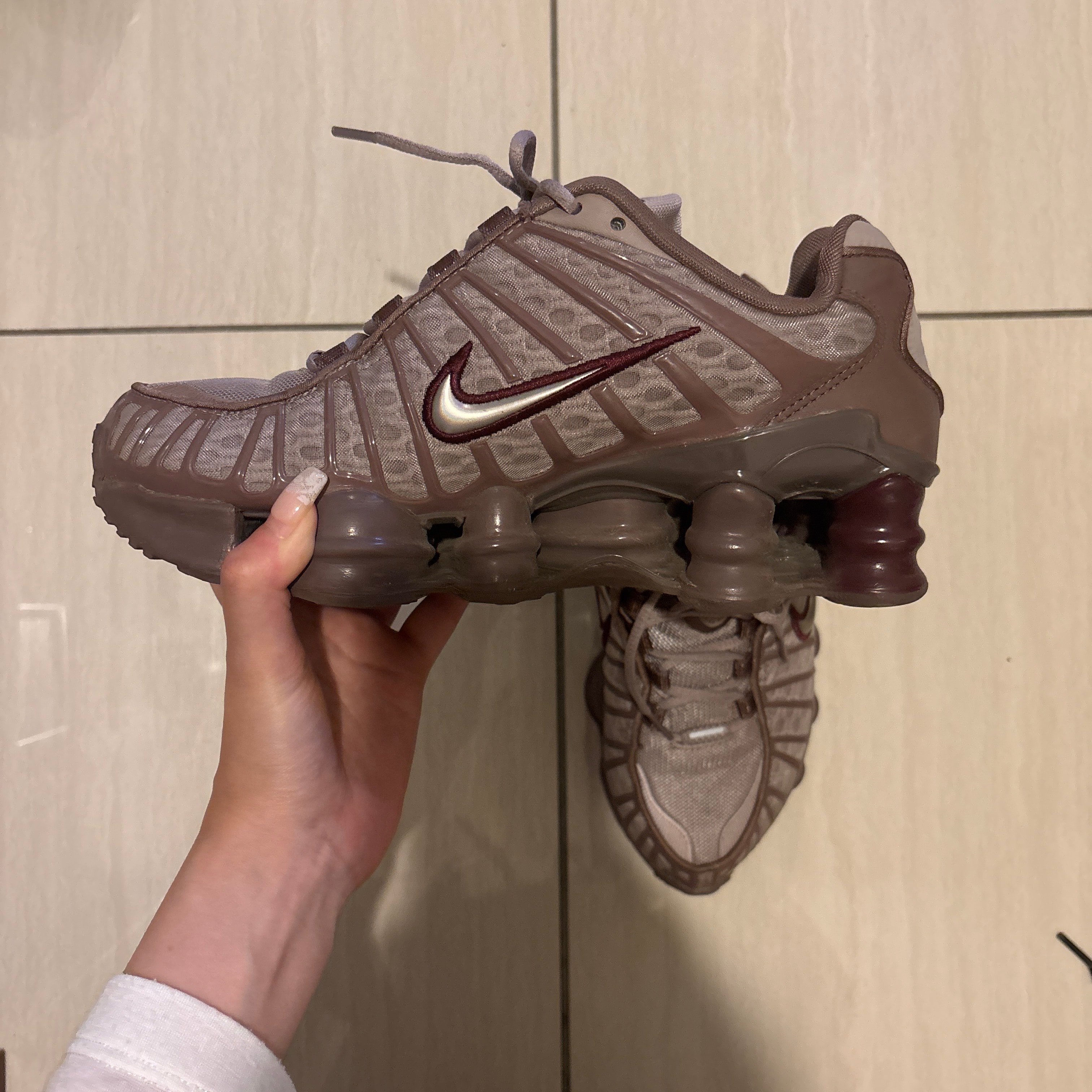 Nike Women's Shox TL "Pumice/Night Maroon/Plum Eclipse/Pumice"