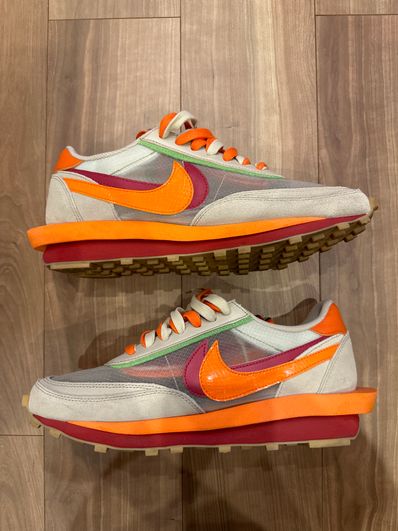 CLOT × Sacai × Nike LD Waffle "Orange Blaze"