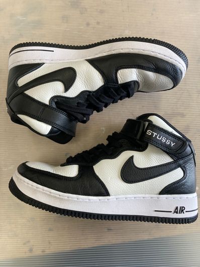 Stussy × Nike Air Force 1 Mid "Black and Light Bone"