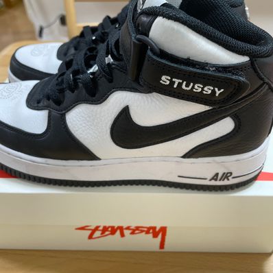 Stussy × Nike Air Force 1 Mid "Black and Light Bone"