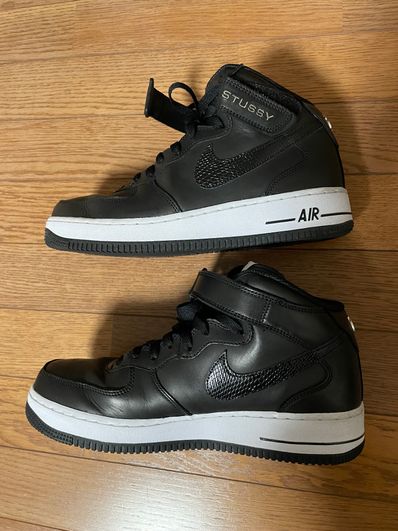 Stussy × Nike Air Force 1 Mid "Black/Black"