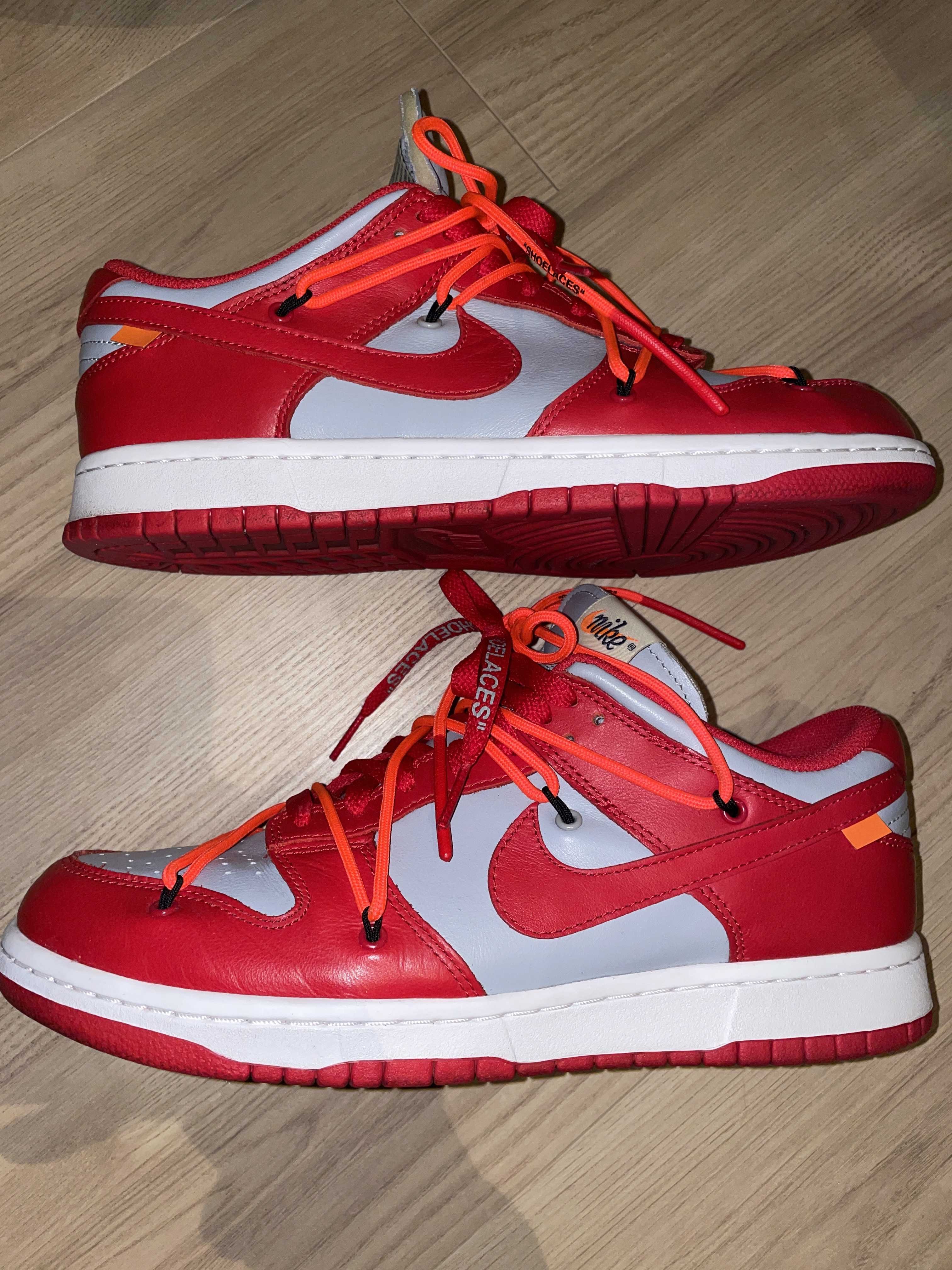 Off-White × Nike Dunk Low "University Red/Wolf Grey"