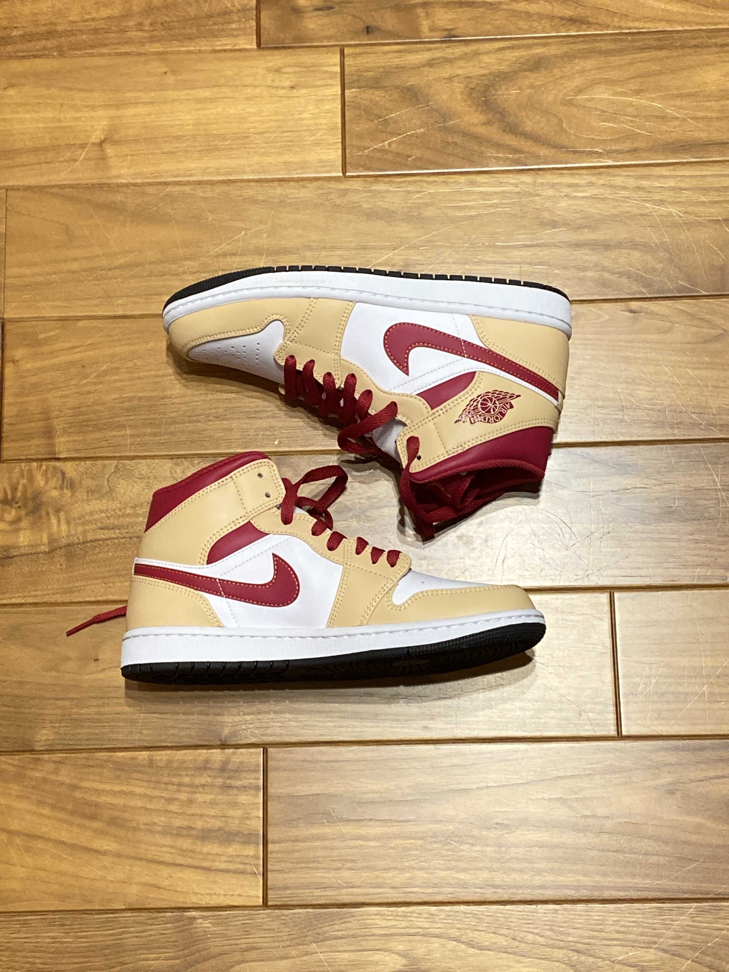 Nike Air Jordan 1 Mid "Beige/Cardinal Red"