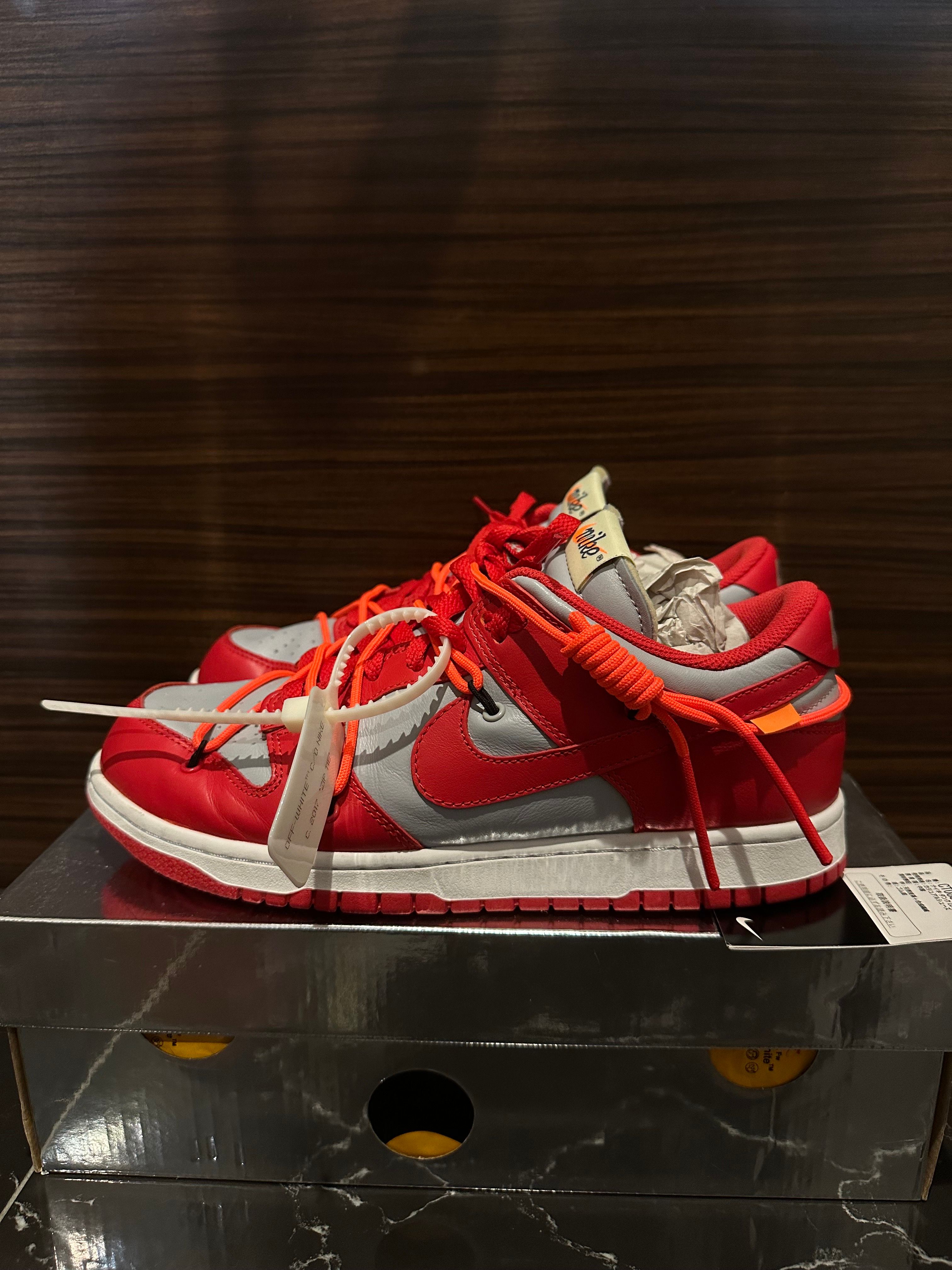 Off-White × Nike Dunk Low "University Red/Wolf Grey"