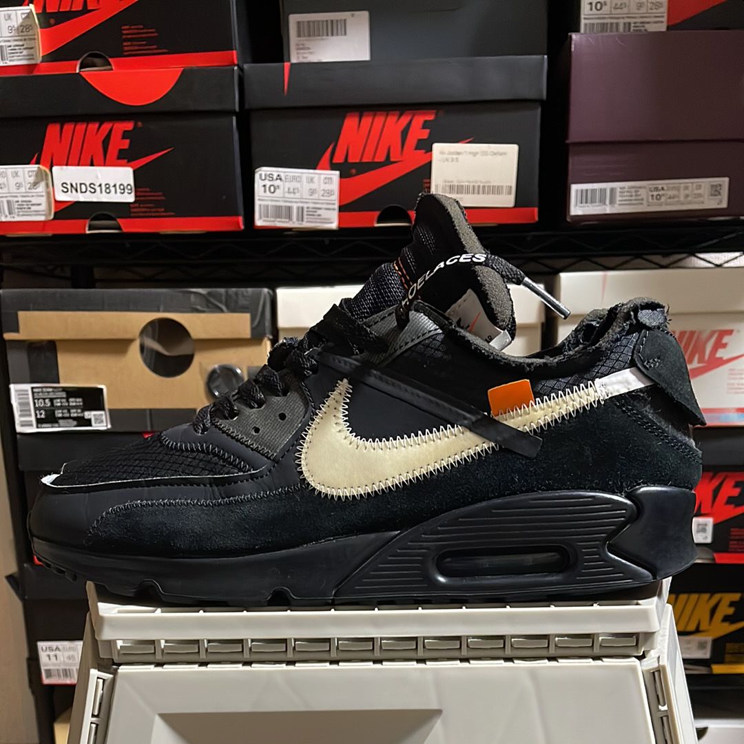 Off-White × Nike Air Max 90 "Black/Black-Cone-White"