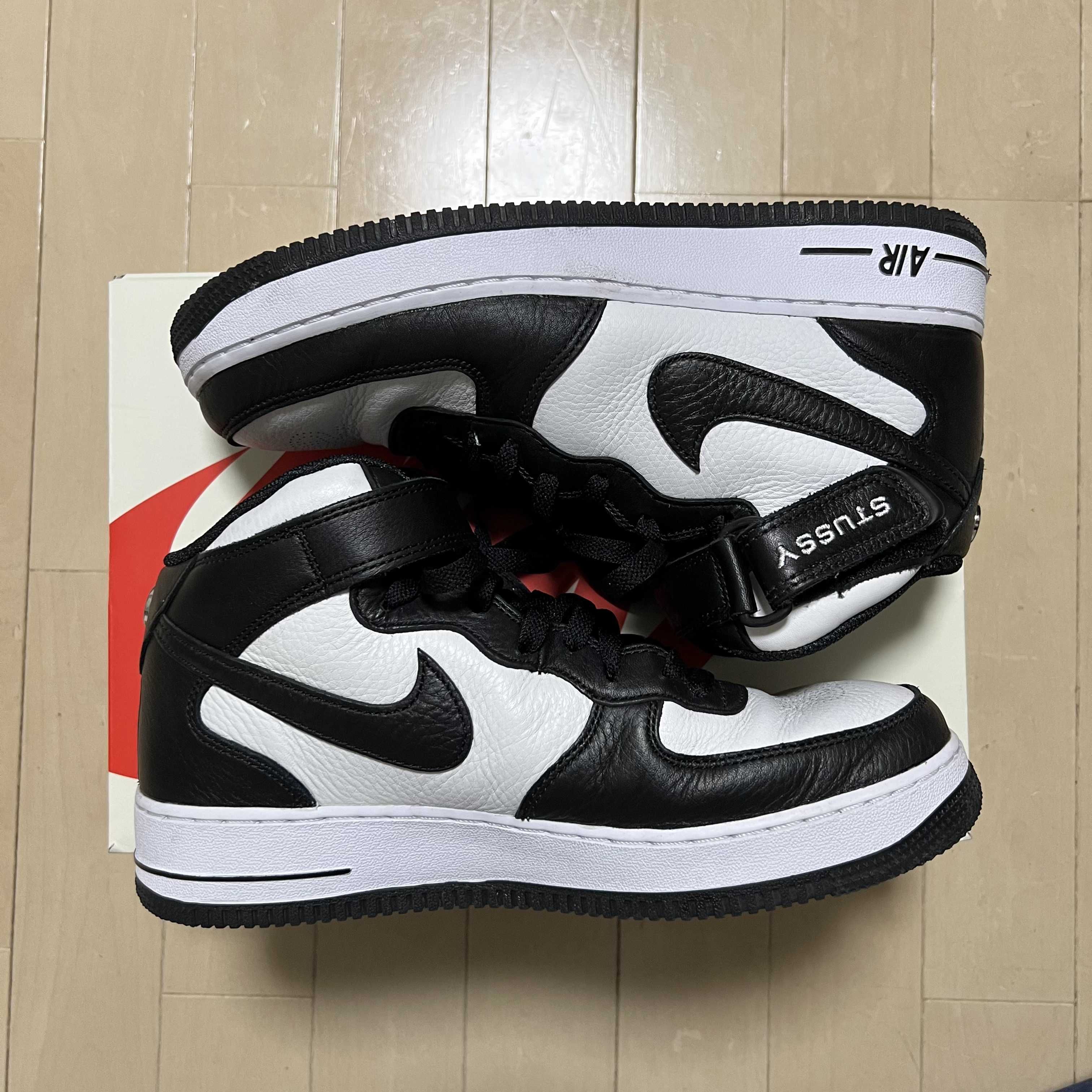 Stussy × Nike Air Force 1 Mid "Black and Light Bone"