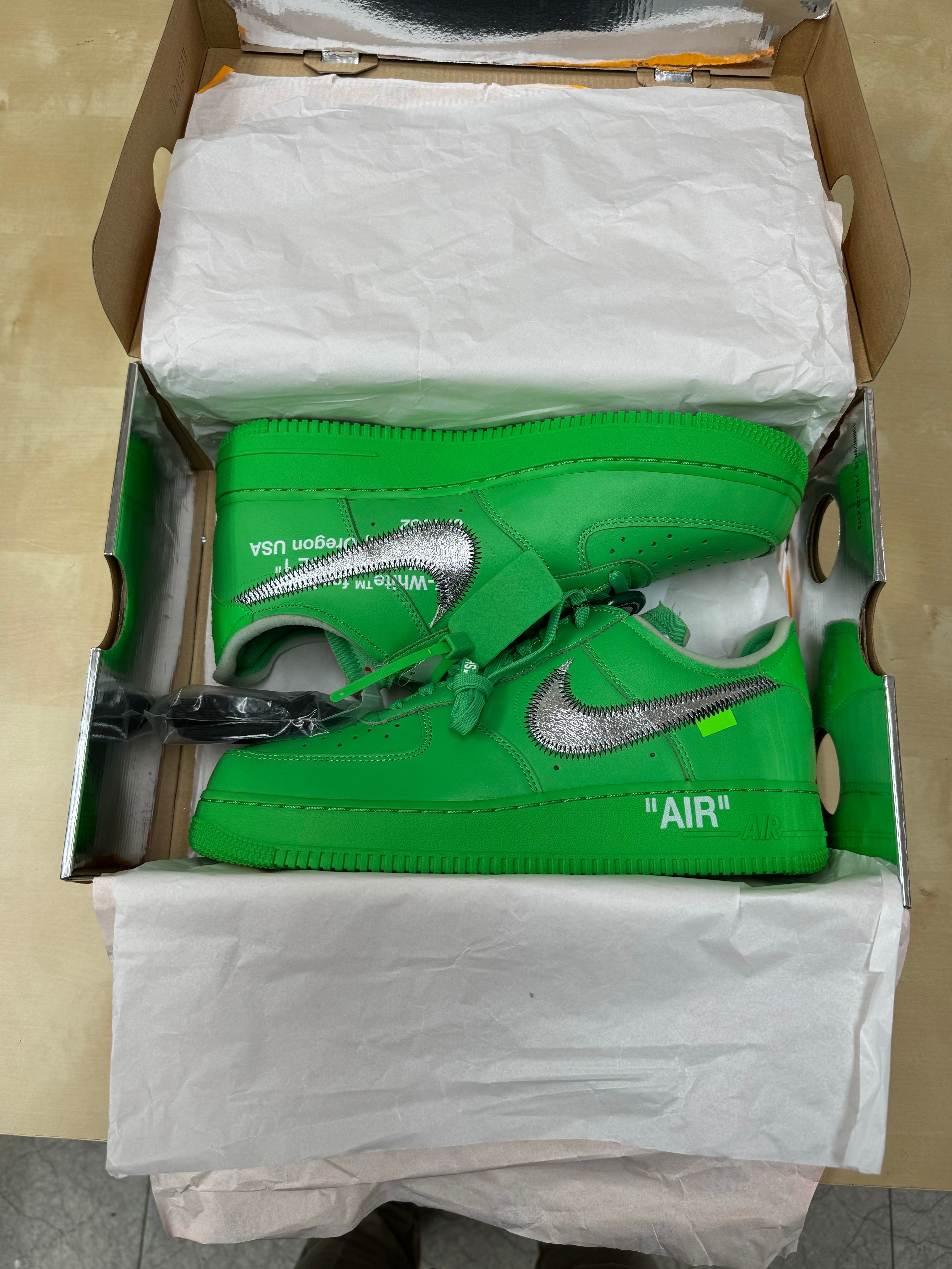 Off-White × Nike Air Force 1 Low "Brooklyn/Light Green Spark"