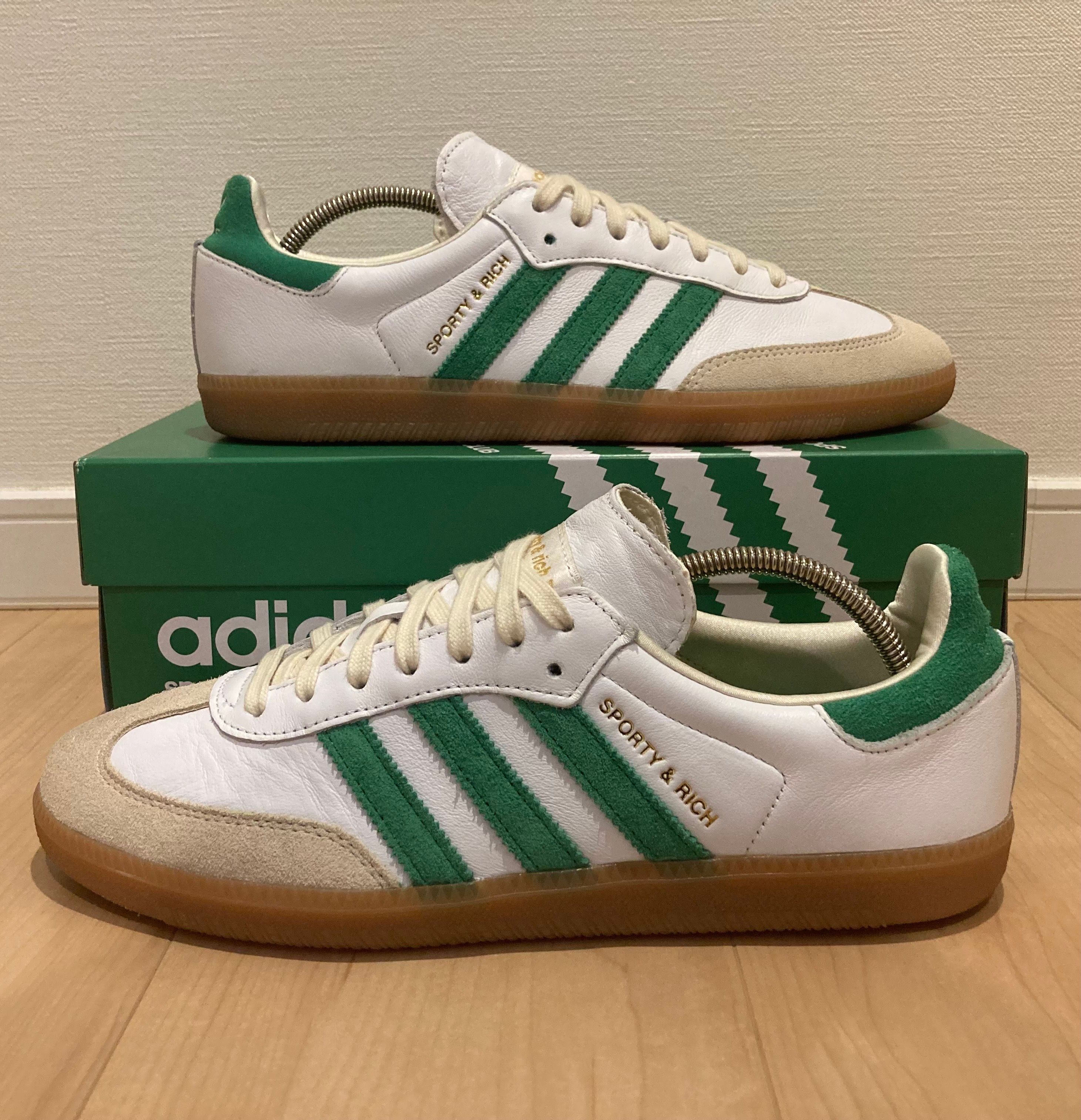 Sporty & Rich × adidas Samba OG "Footwear White/Green/Gum"