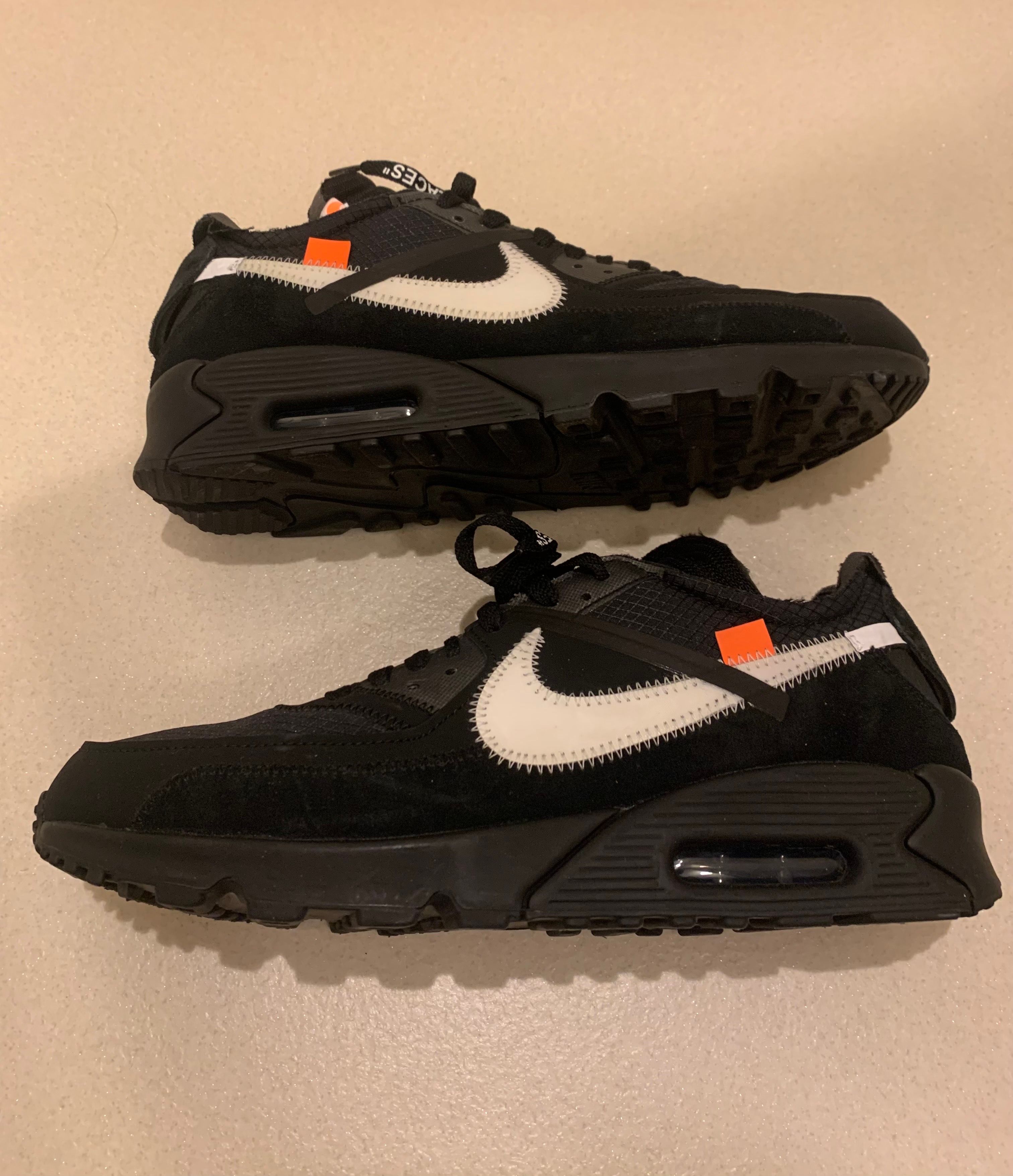 Off-White × Nike Air Max 90 "Black/Black-Cone-White"