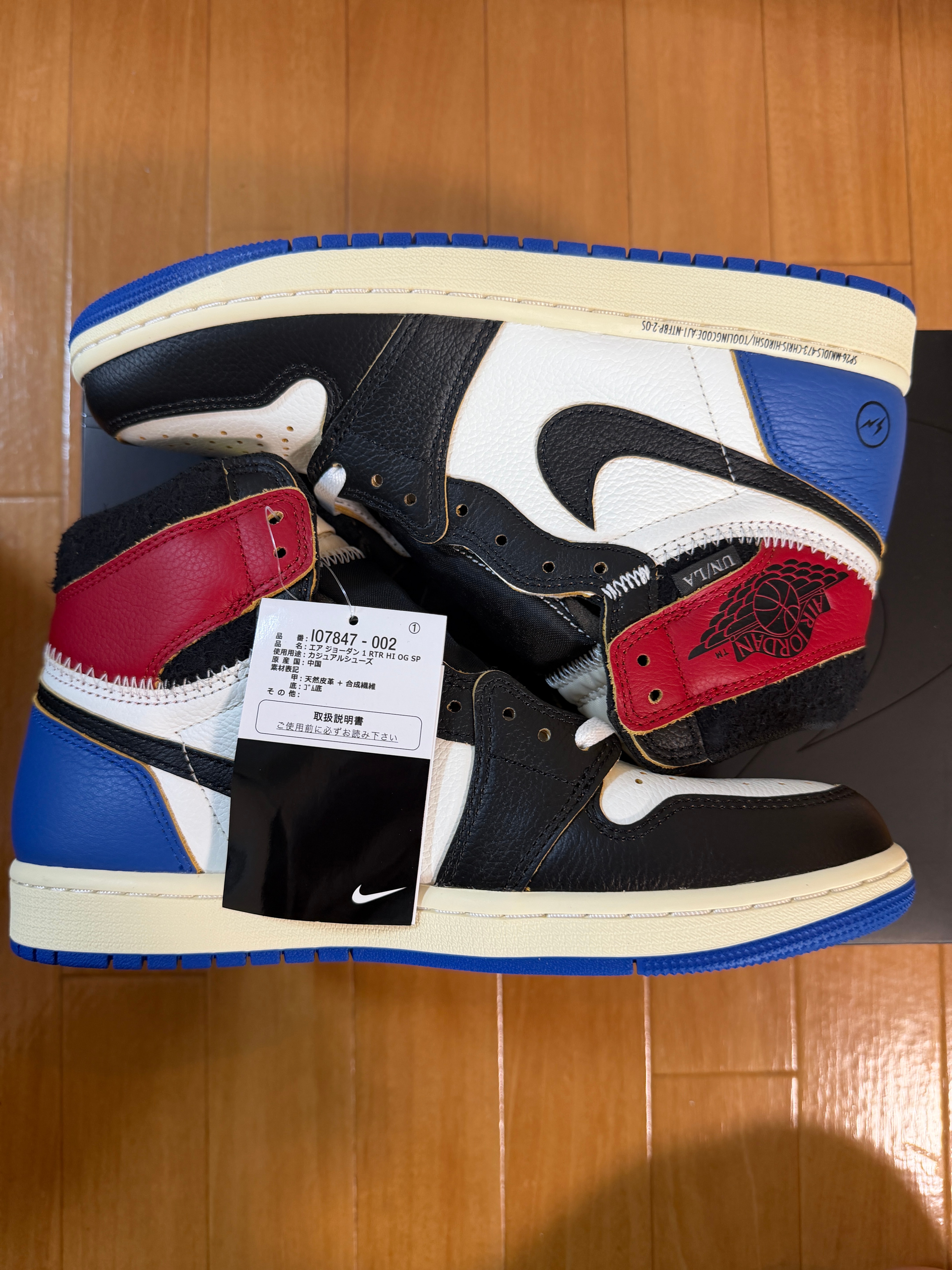 fragment design × UNION × Nike Air Jordan 1 High OG "Black/Varsity Red"