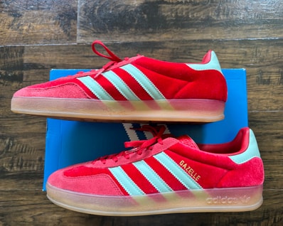 adidas Women's Gazelle Indoor "Better Scarlet/Hazy Green/Gum"