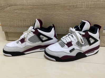 Paris Saint Germain ×Nike Air Jordan 4 Retro "White/Bordeaux/Neutral Gray"
