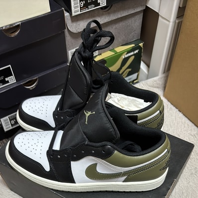 Nike Air Jordan 1 Low "Black/Medium Olive/White"