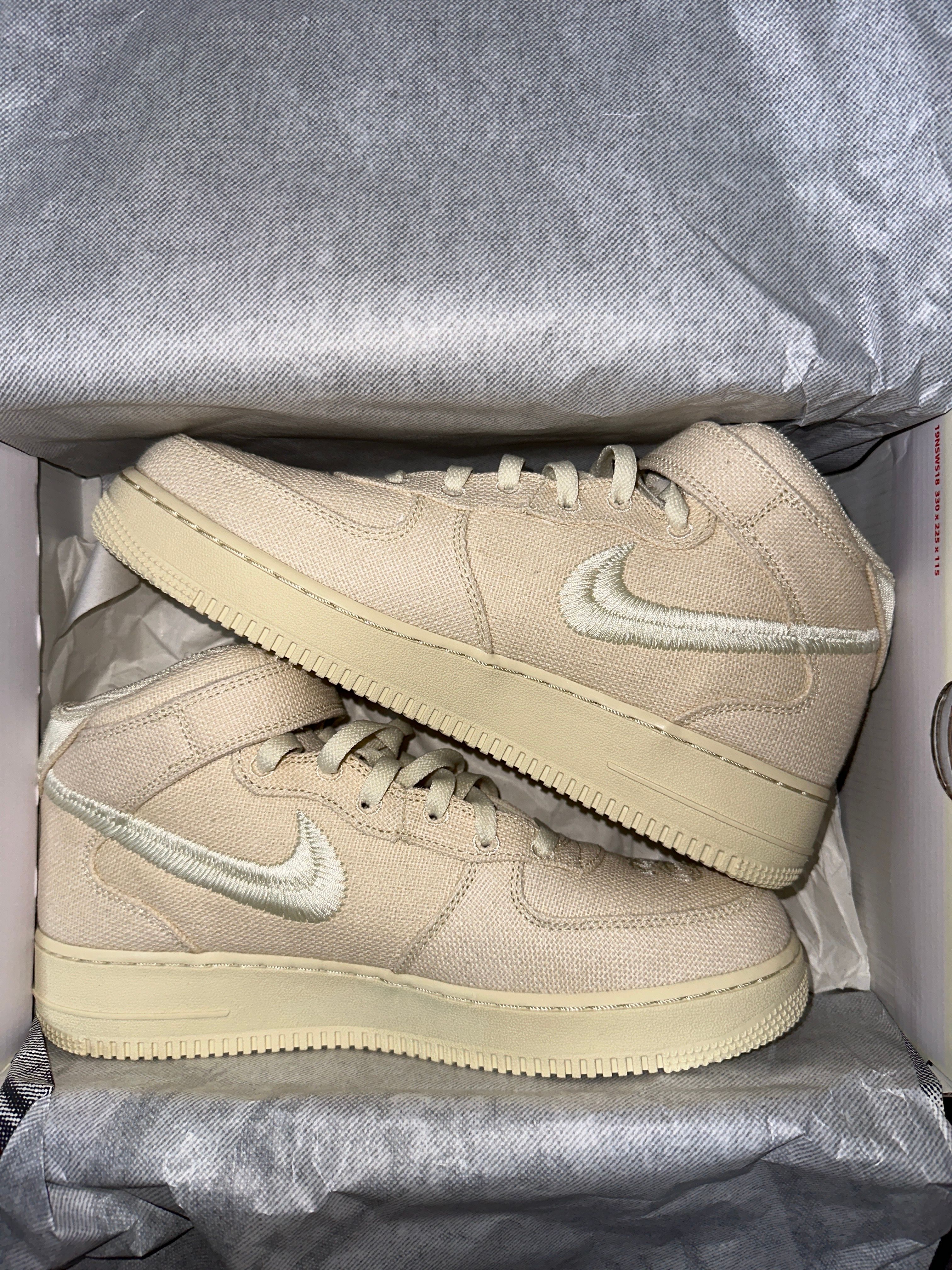 Stussy × Nike Air Force 1 Mid "Fossil Stone"