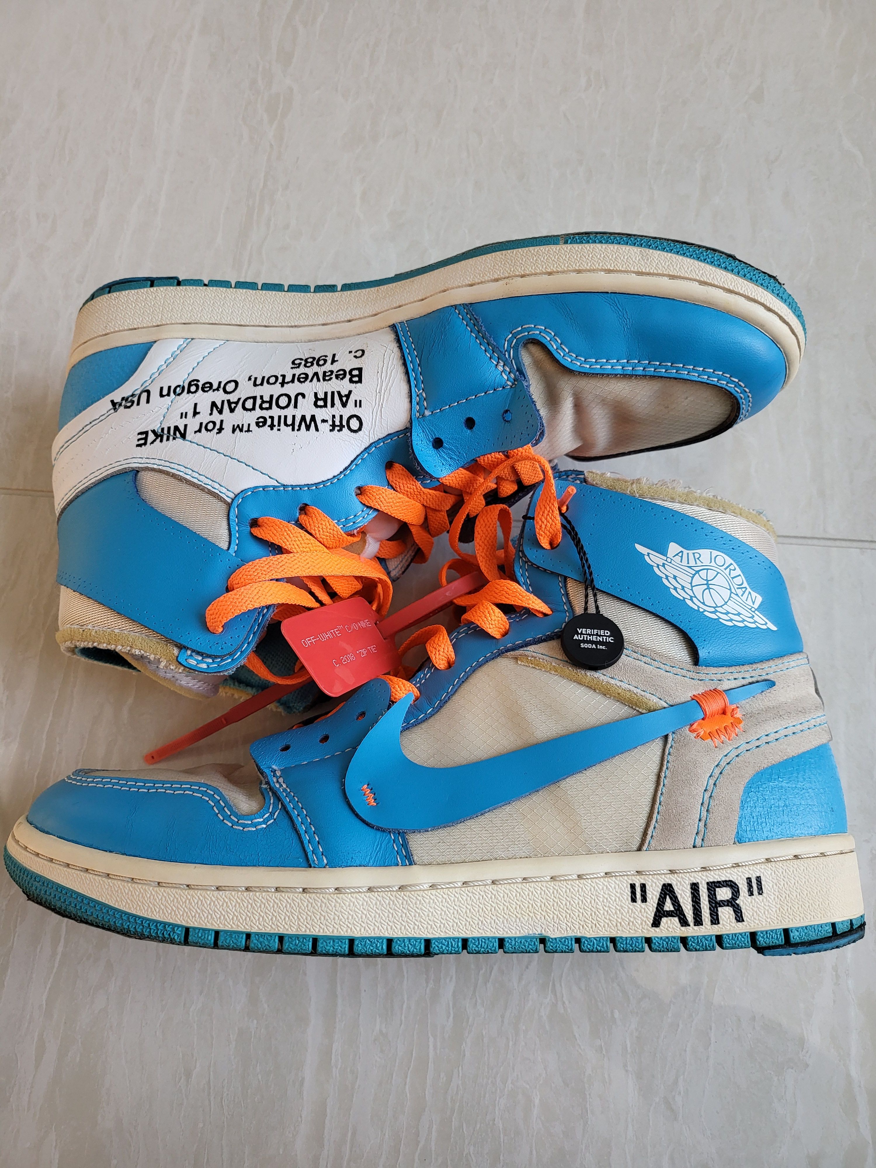 Off-White × Nike Air Jordan 1 High UNC "White/Dark Powder Blue"