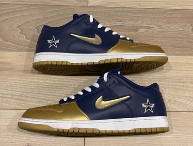 Supreme × Nike SB Dunk Low OG QS "Metallic Gold/Navy"