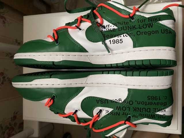 Off-White × Nike Dunk Low "White/Pine Green"