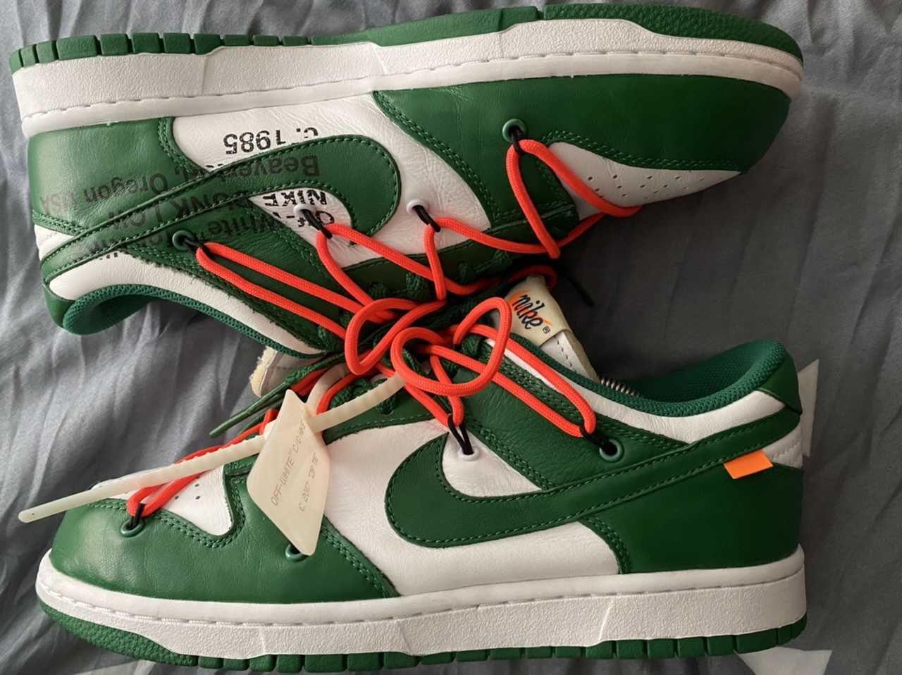 Off-White × Nike Dunk Low "White/Pine Green"