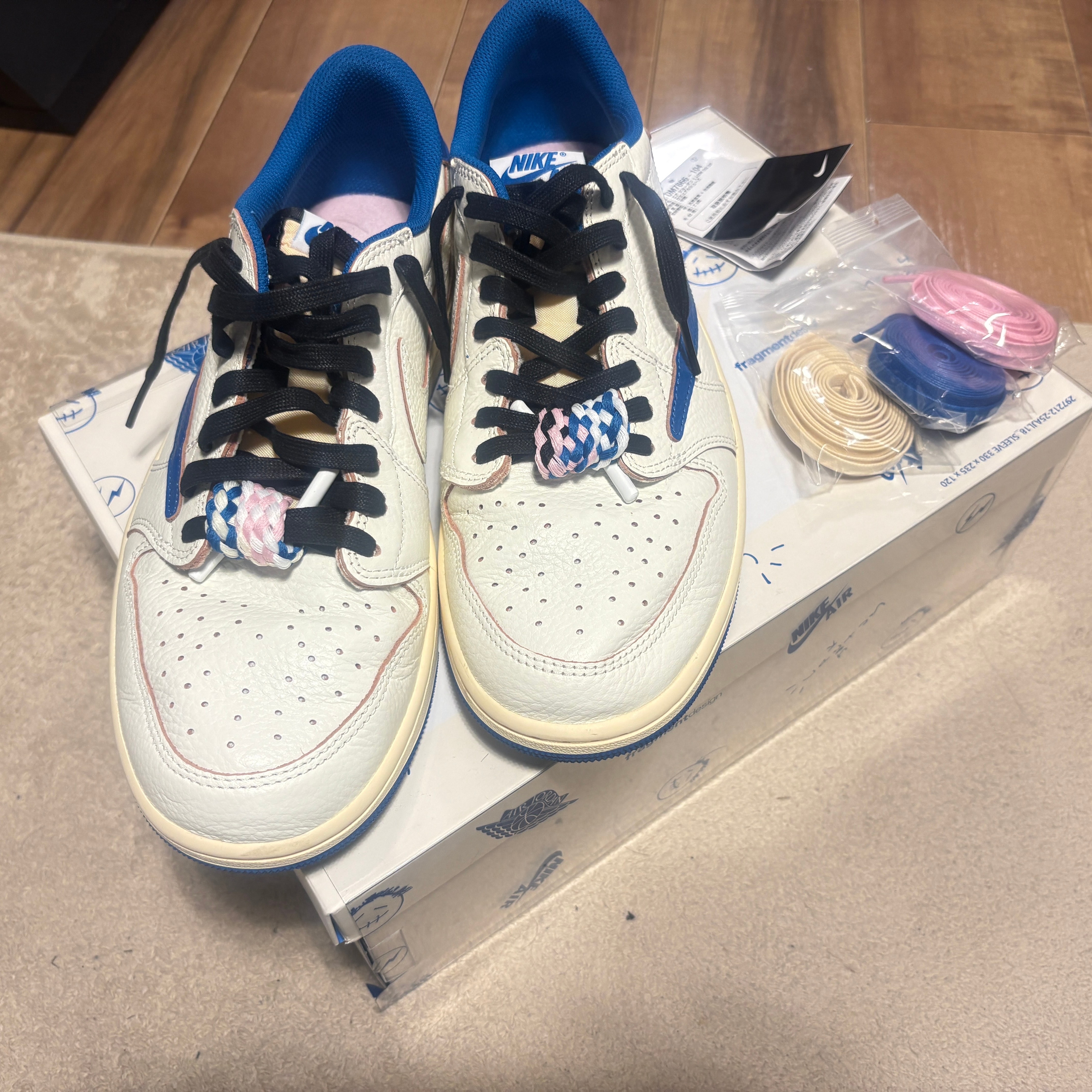 Travis Scott × fragment design × Nike Air Jordan 1 Low OG "Sail/Military Blue"