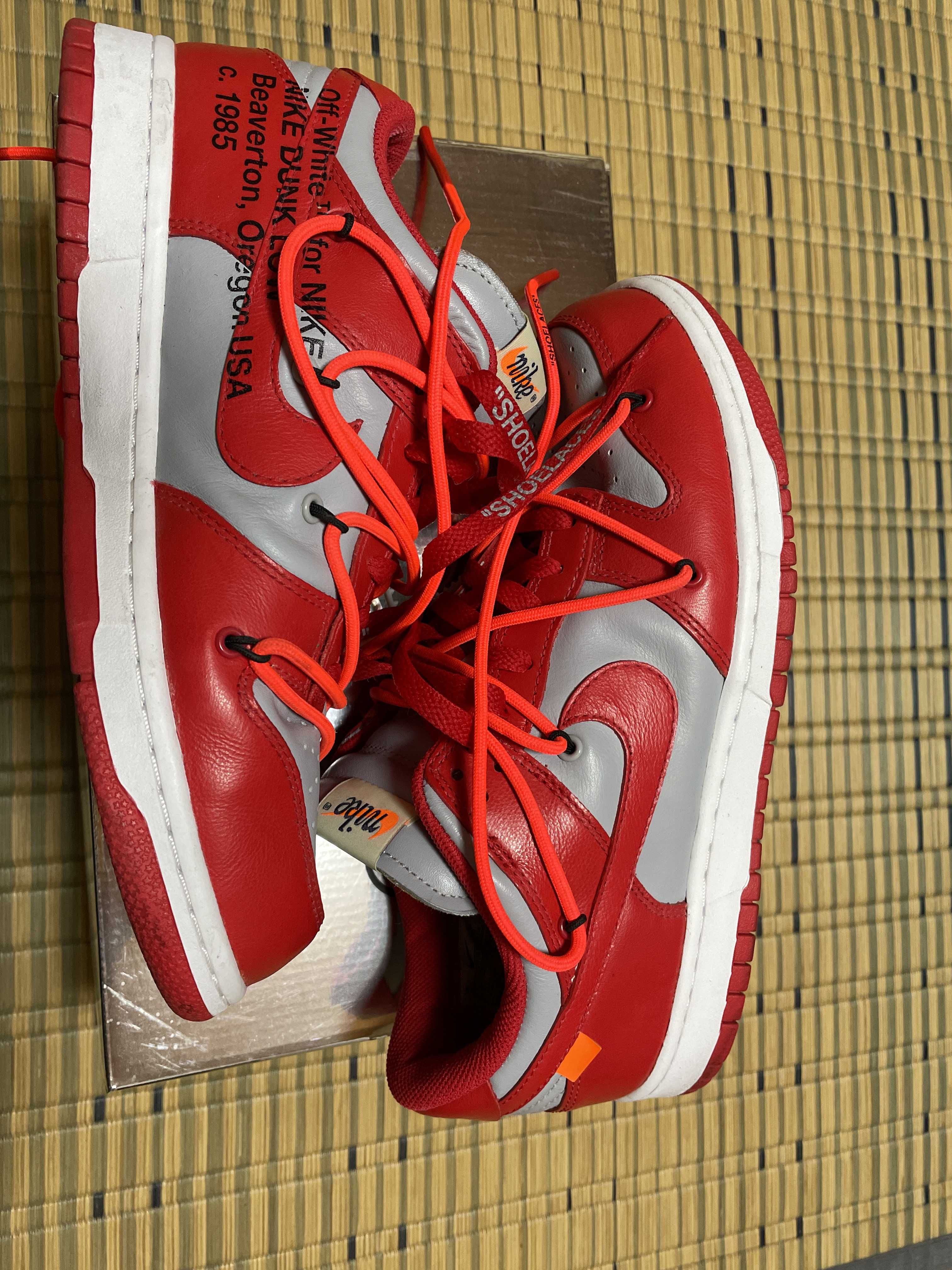 Off-White × Nike Dunk Low "University Red/Wolf Grey"