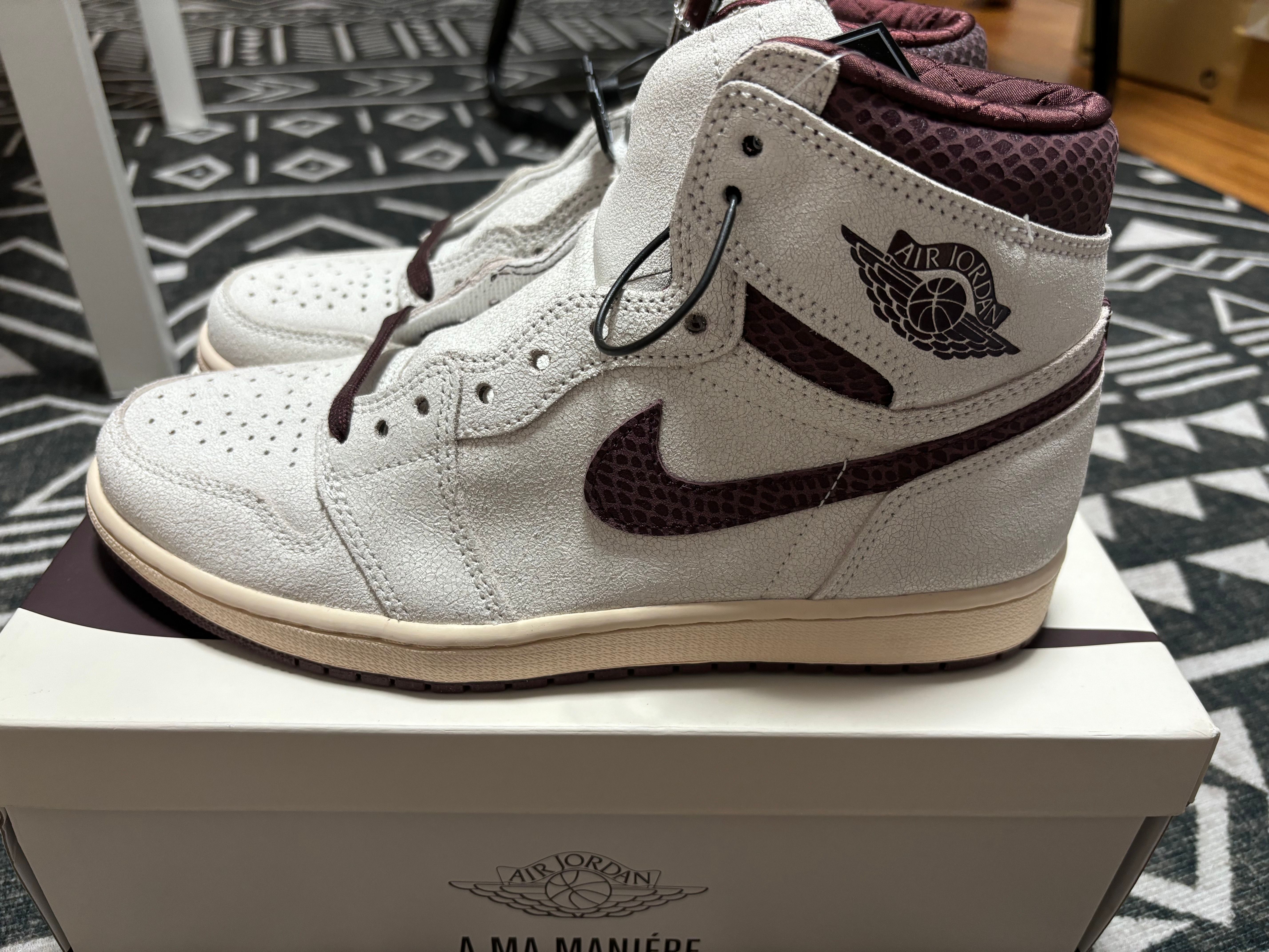 A Ma Maniere × Nike Air Jordan 1 Retro High OG "Sail and Burgundy"