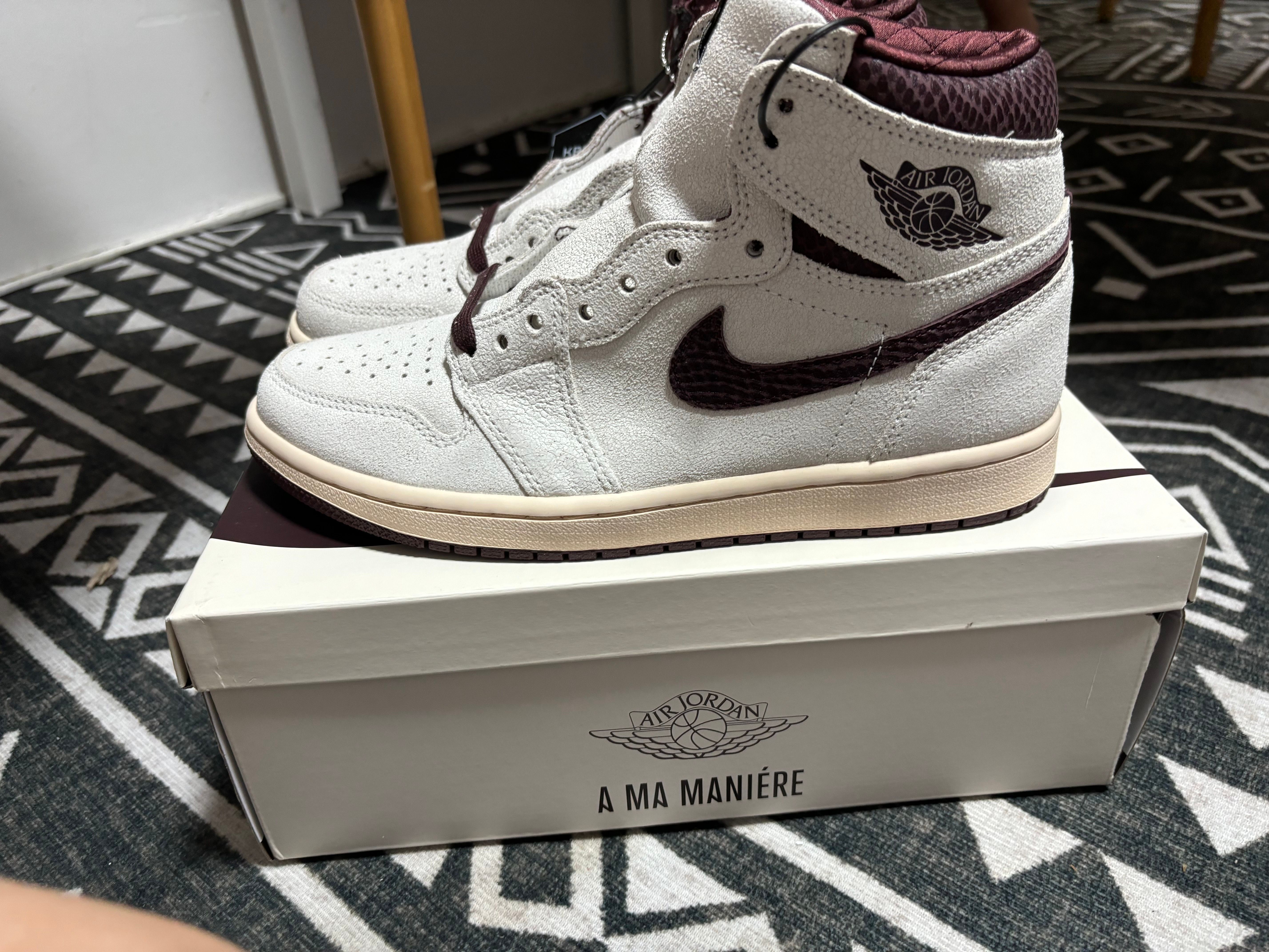A Ma Maniere × Nike Air Jordan 1 Retro High OG "Sail and Burgundy"