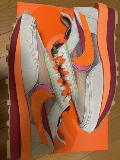 CLOT × Sacai × Nike LD Waffle "Orange Blaze"