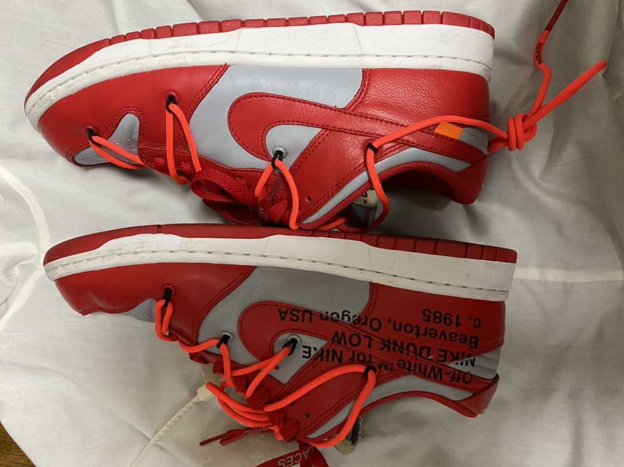 Off-White × Nike Dunk Low "University Red/Wolf Grey"