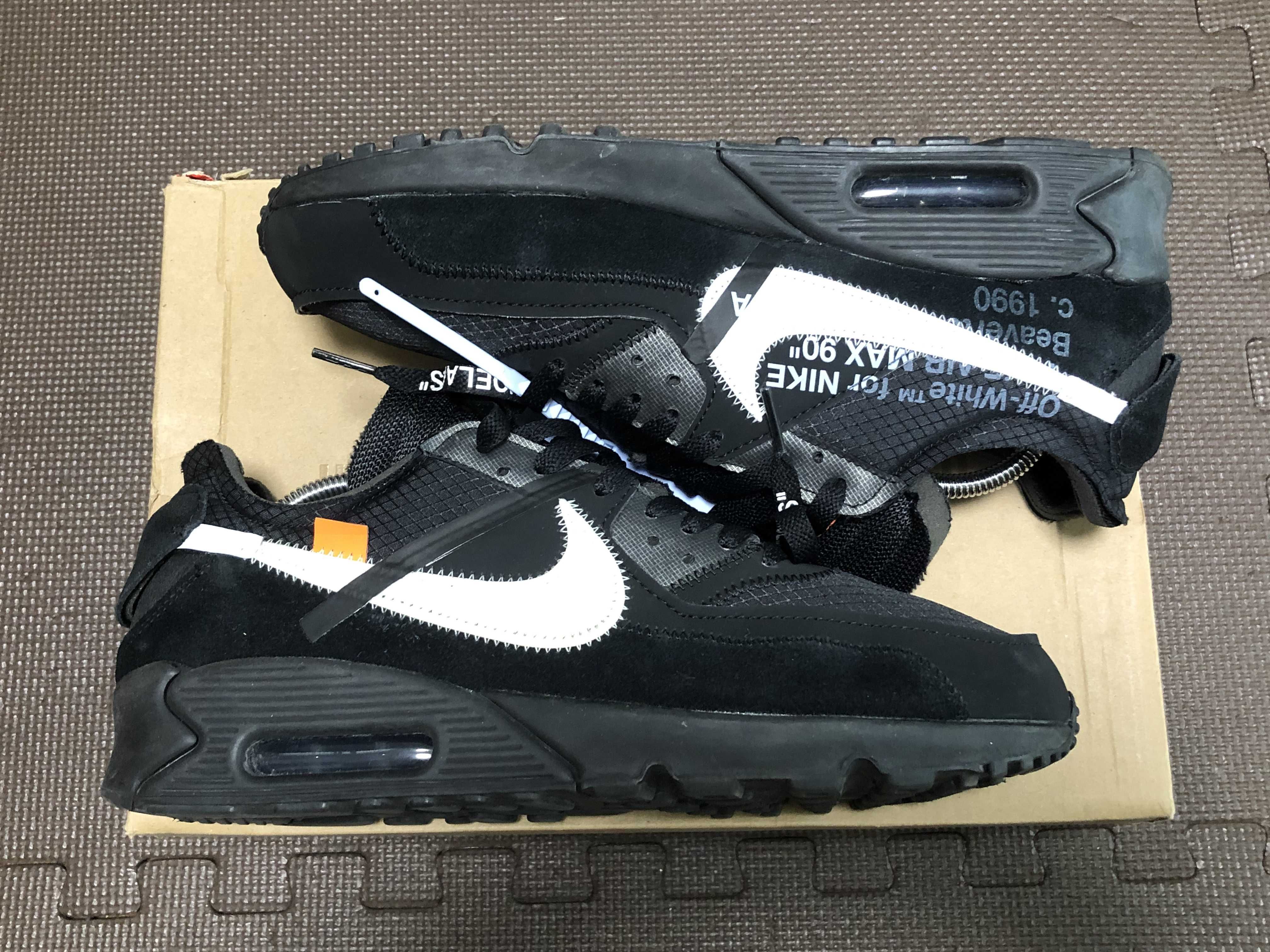 Off-White × Nike Air Max 90 "Black/Black-Cone-White"