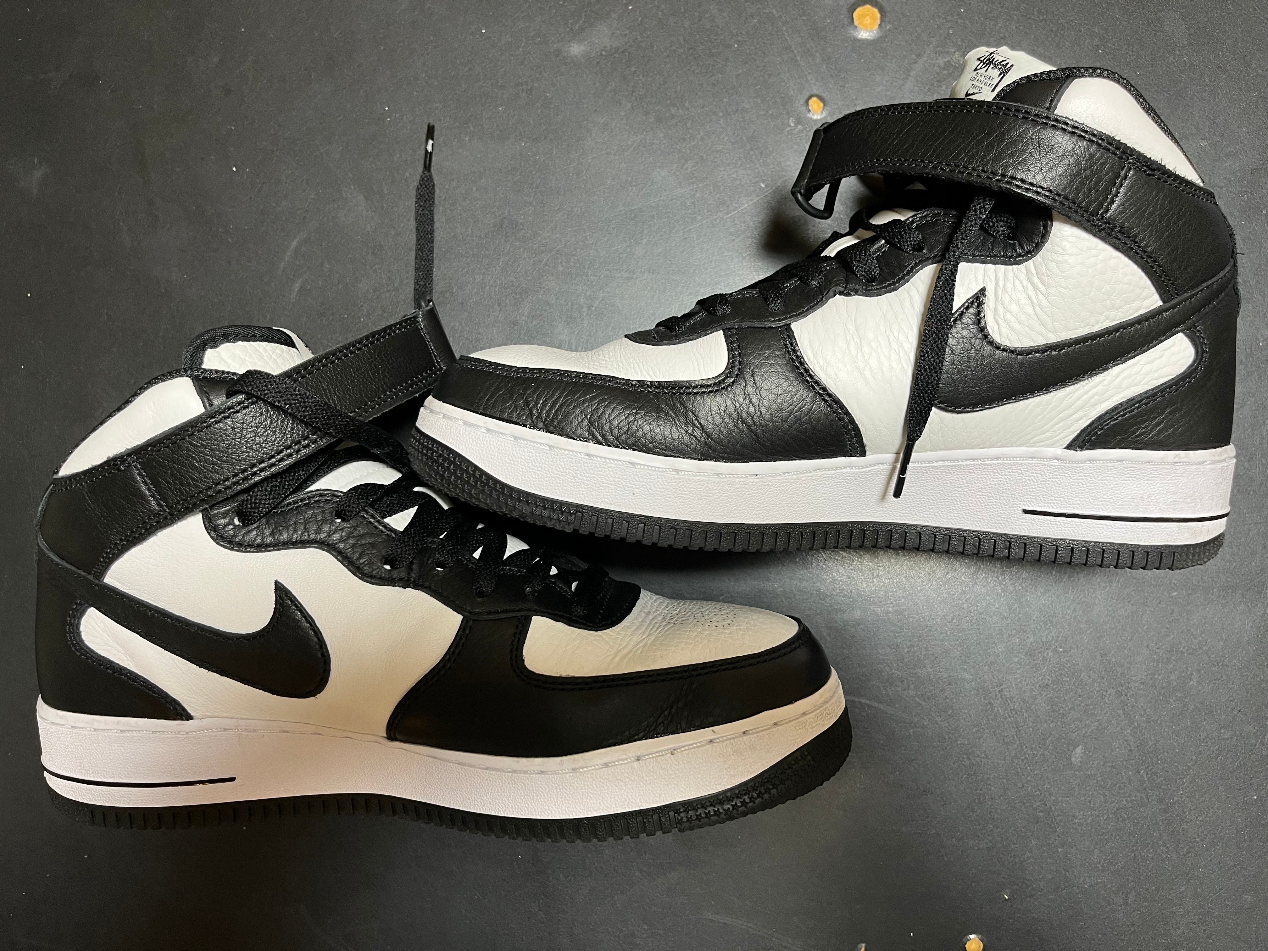 Stussy × Nike Air Force 1 Mid "Black and Light Bone"