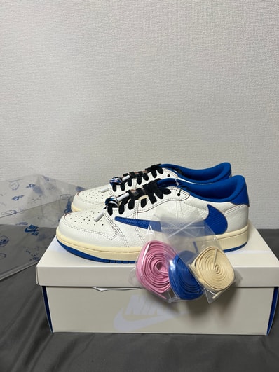 Travis Scott × fragment design × Nike Air Jordan 1 Low OG "Sail/Military Blue"