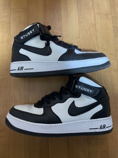 Stussy × Nike Air Force 1 Mid "Black and Light Bone"