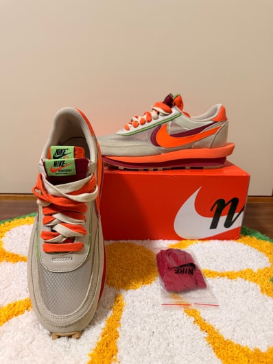 CLOT × Sacai × Nike LD Waffle "Orange Blaze"